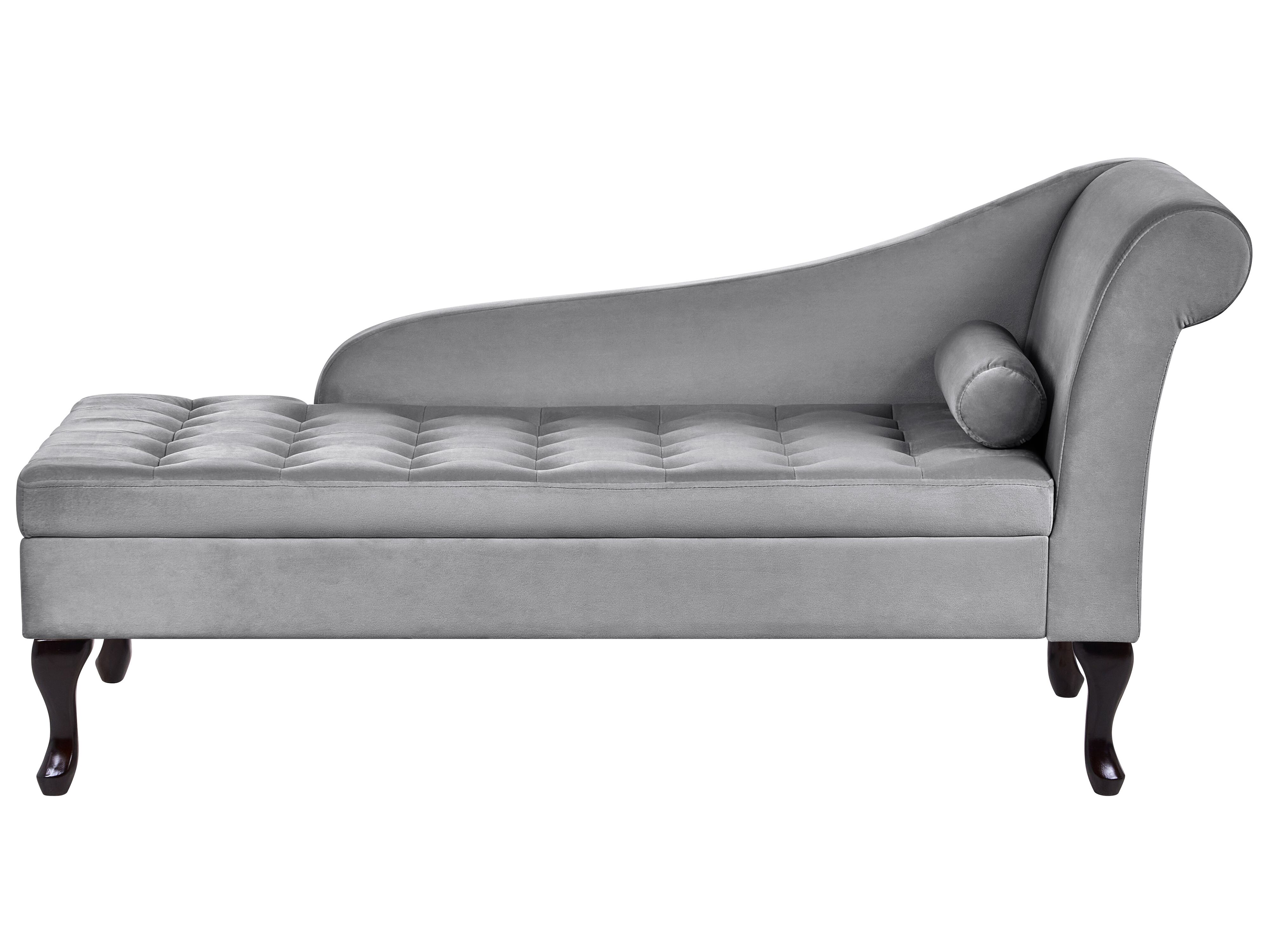 Right-Hand Chaise Lounge PESSAC Velvet Light Grey with Storage