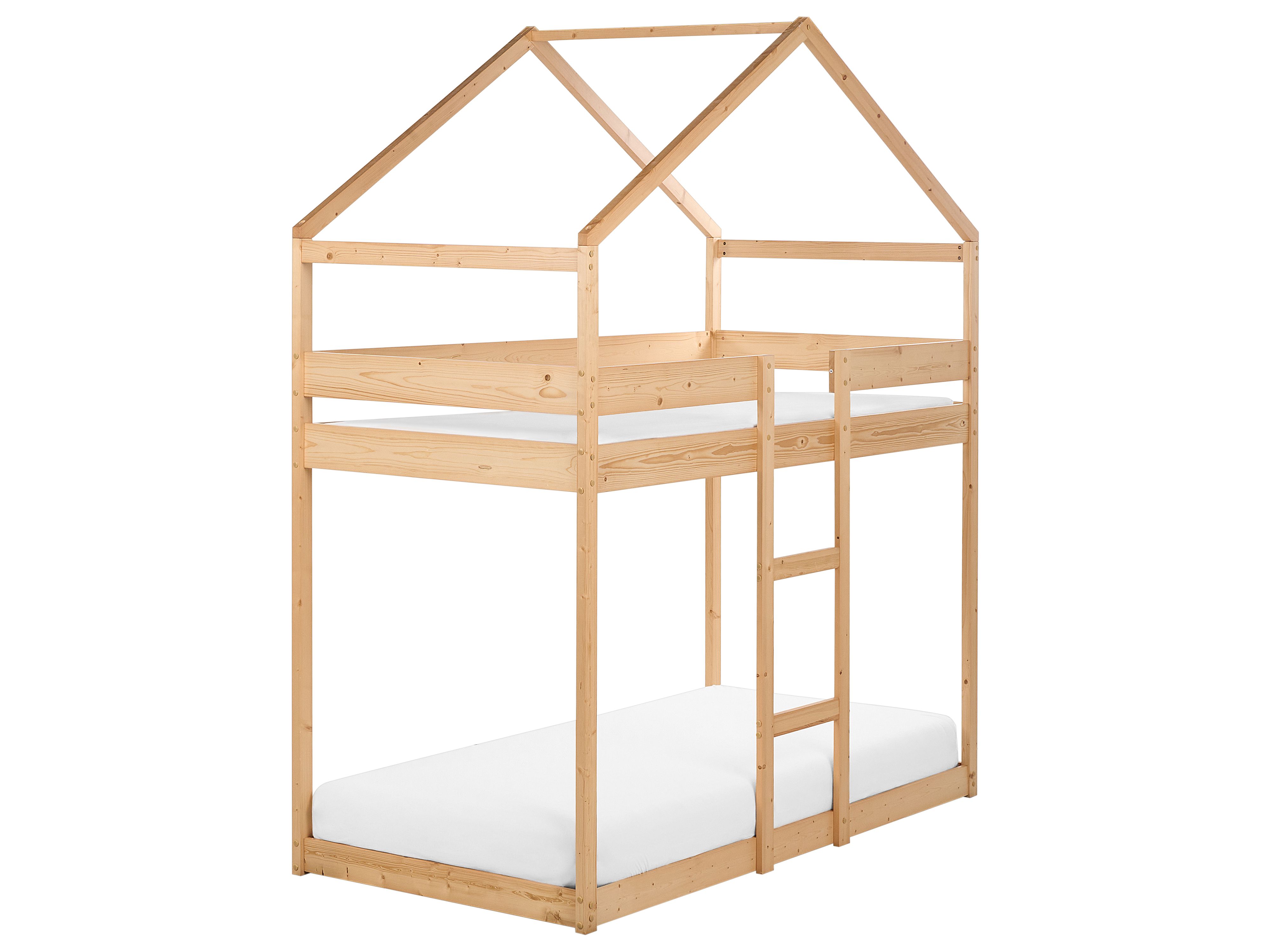 Bunk Bed House Pine Wood LABATUT 90 x 200 cm (EU Single) Light Brown