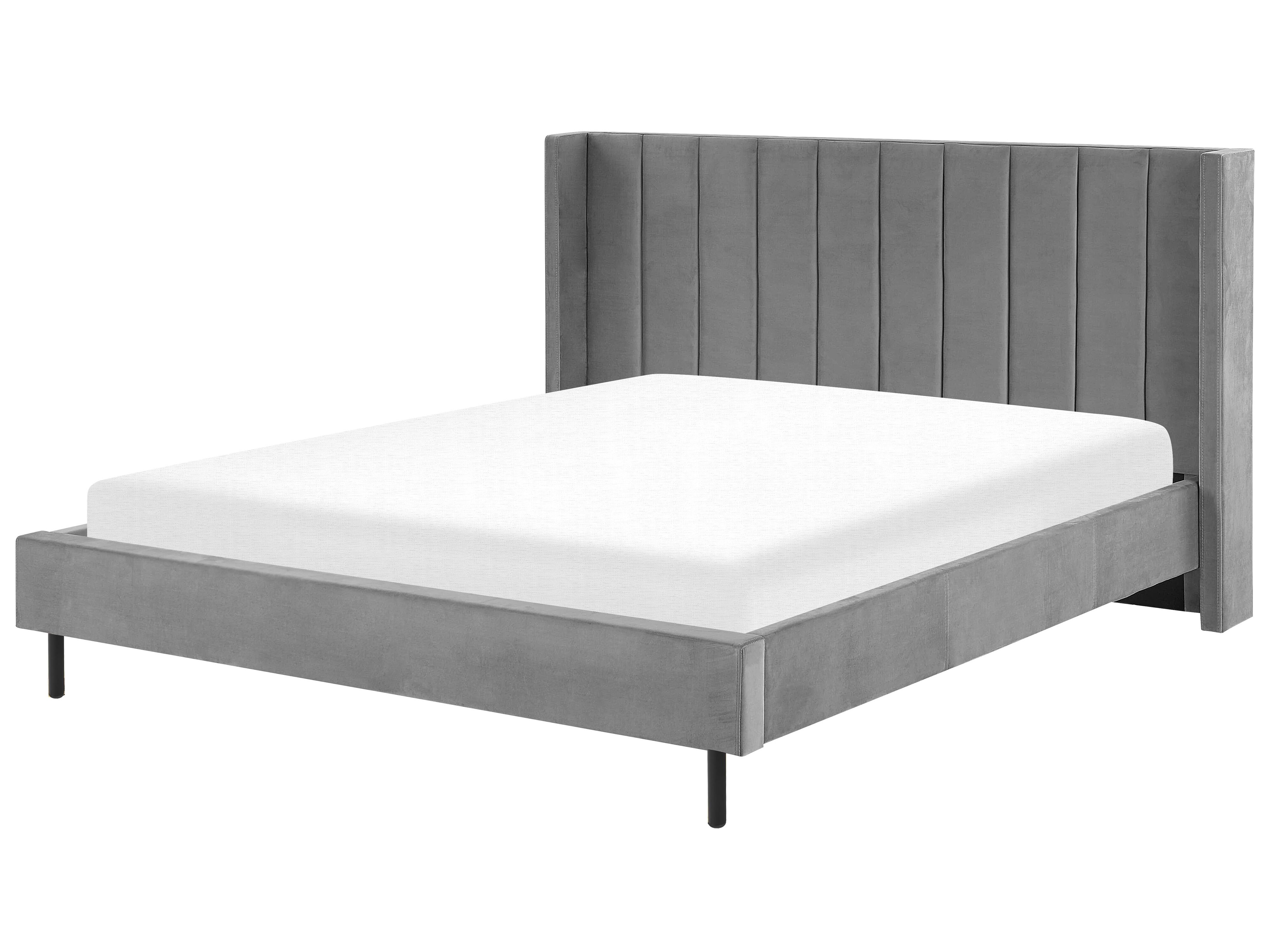 Bed Velvet VILLETTE 180 x 200 cm (EU Super King) Grey