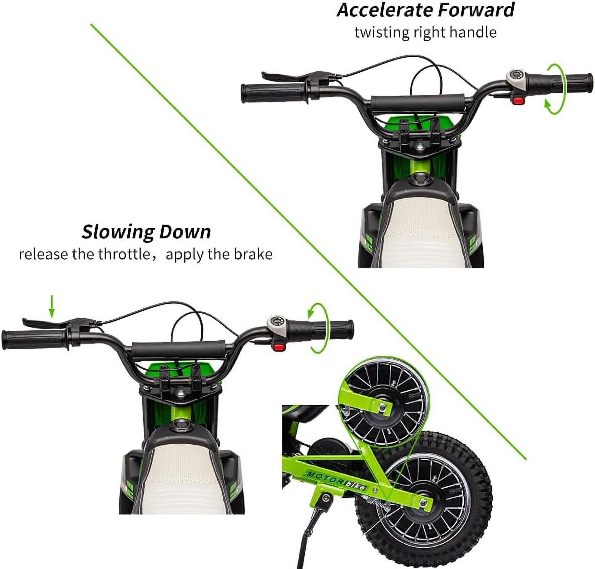 Nasitip Electric 350W Dirt Bike for Kids 8-16 year - Black - Image 14