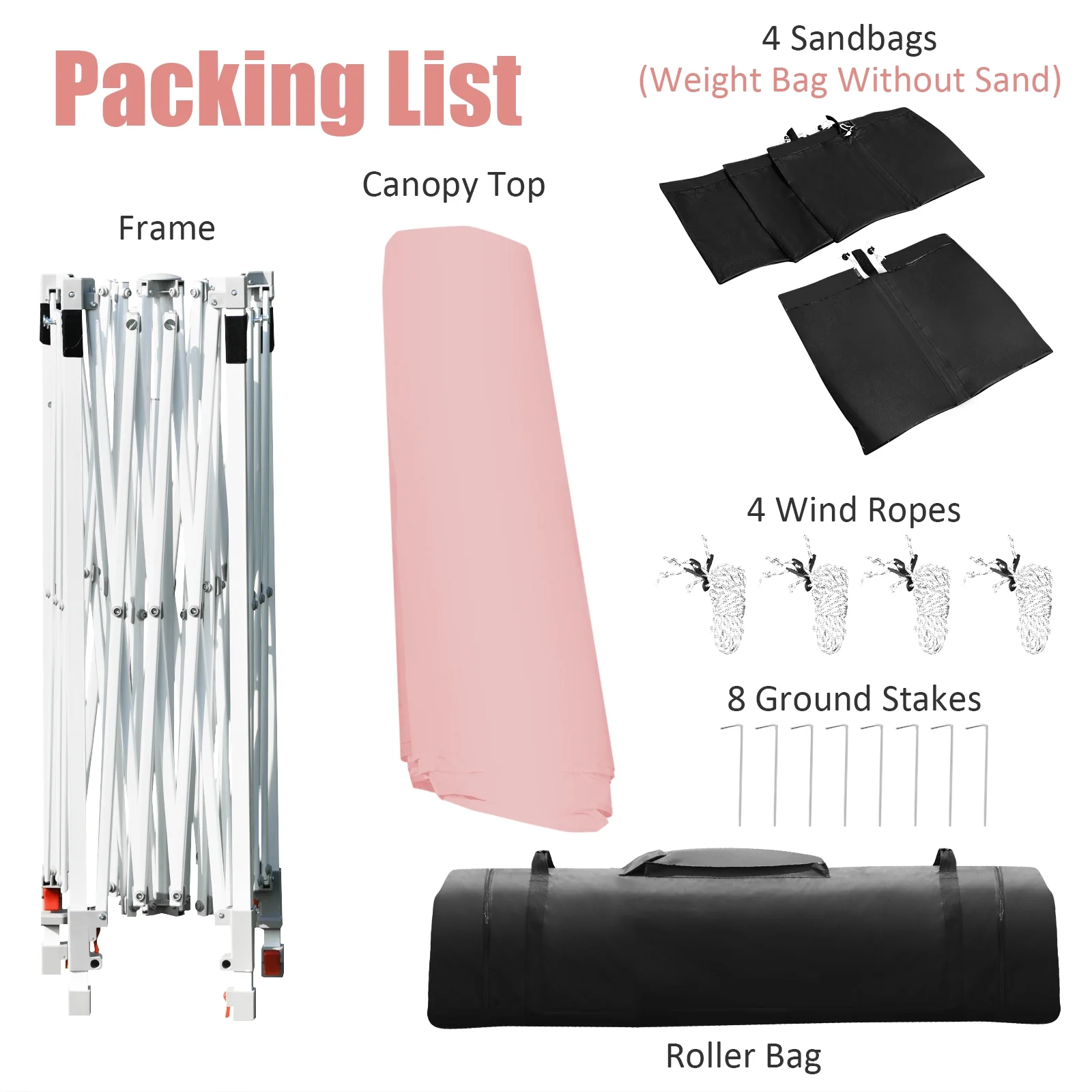 Patiojoy 10x17ft Pop up Canopy 3 Height Adjustment Folding Tent with Roller Bag White - Image 30