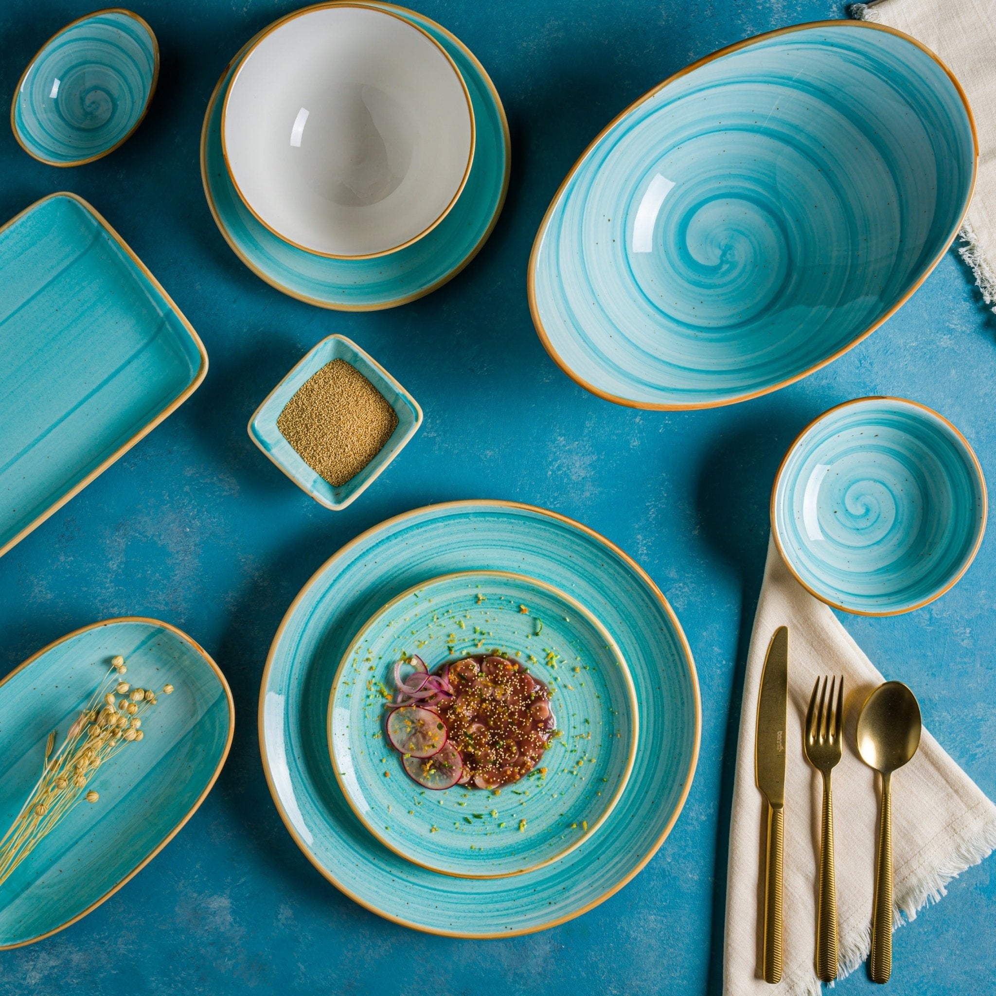Bonna Pizzabord - Aqua - Porselein - 32 cm - set van 2
