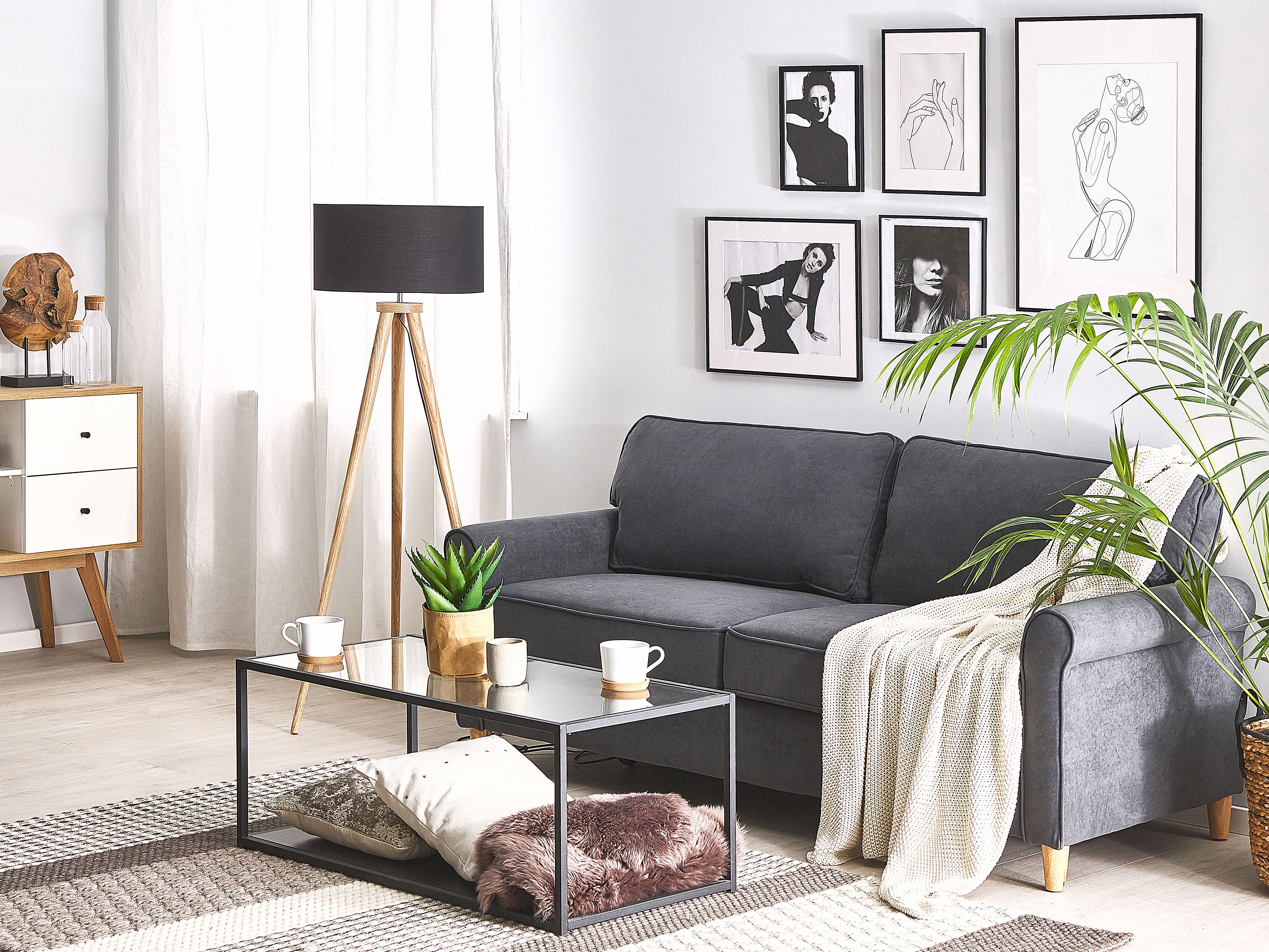 Sofa 3 Seater RONNEBY Velvet Dark Grey