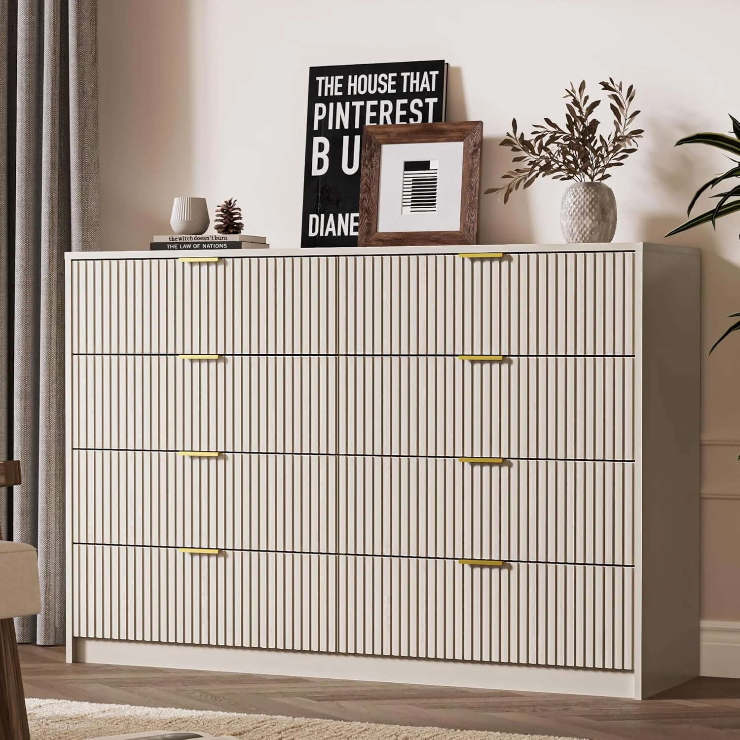 Furniway Black Dresser for Bedroom, 8 Drawer Double Dresser, Modern Chest of Drawers for Bedroom, Living Room, Entryway and Closet, 55" L x 15.7" D x 37.4" H - Image 21