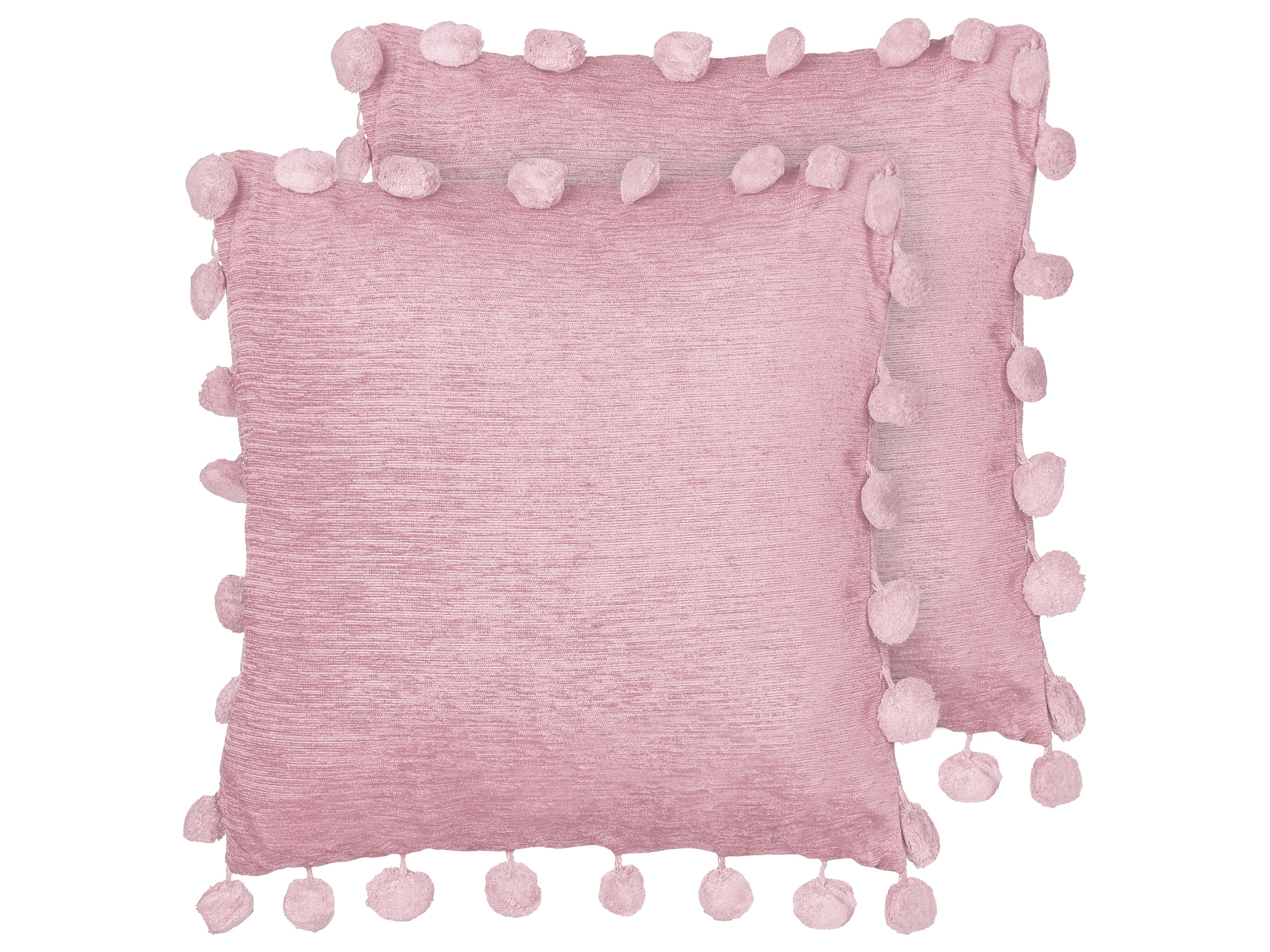 Set of 2 Decorative Cushions JASMINE 45 x 45 cm Pink Solid