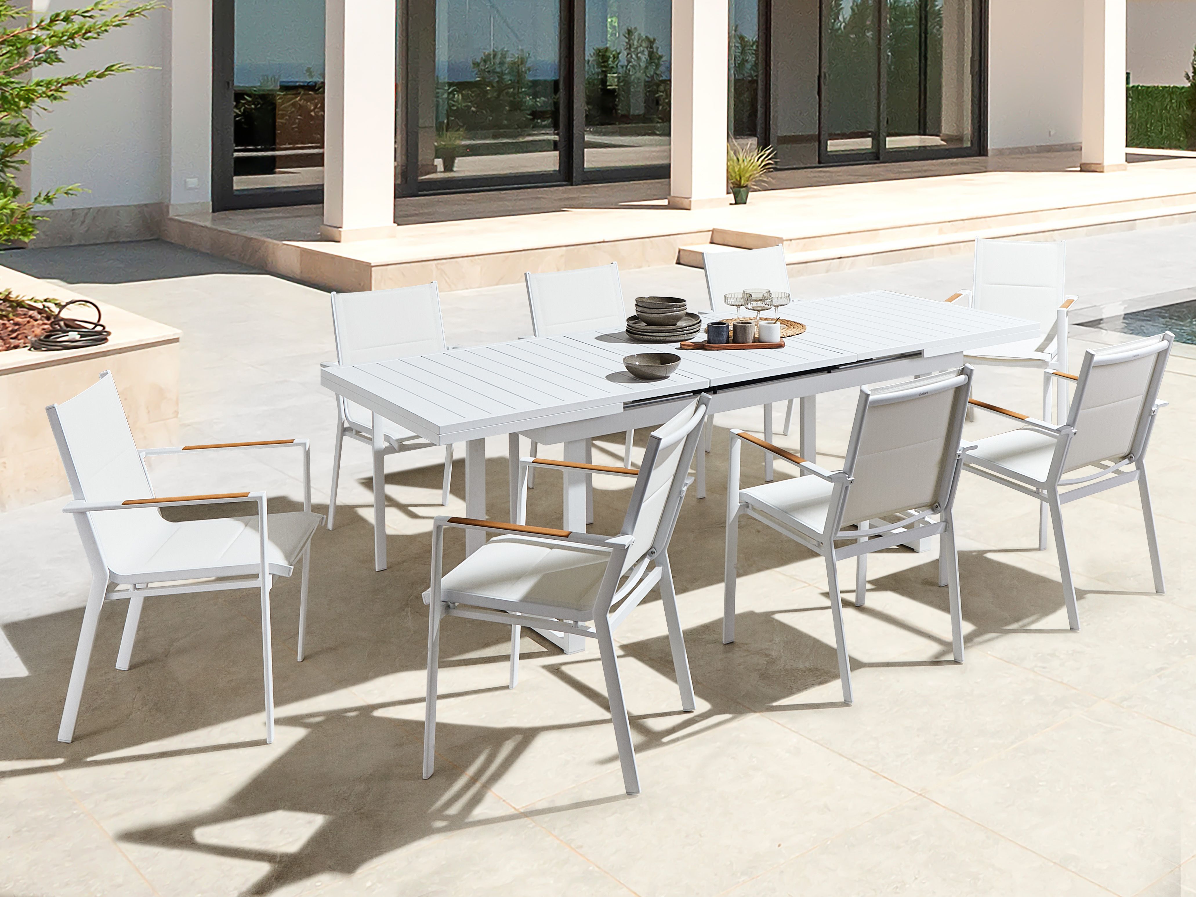 Garden Dining Set 8 Seater VALCANETTO/BUSSETO Metal White