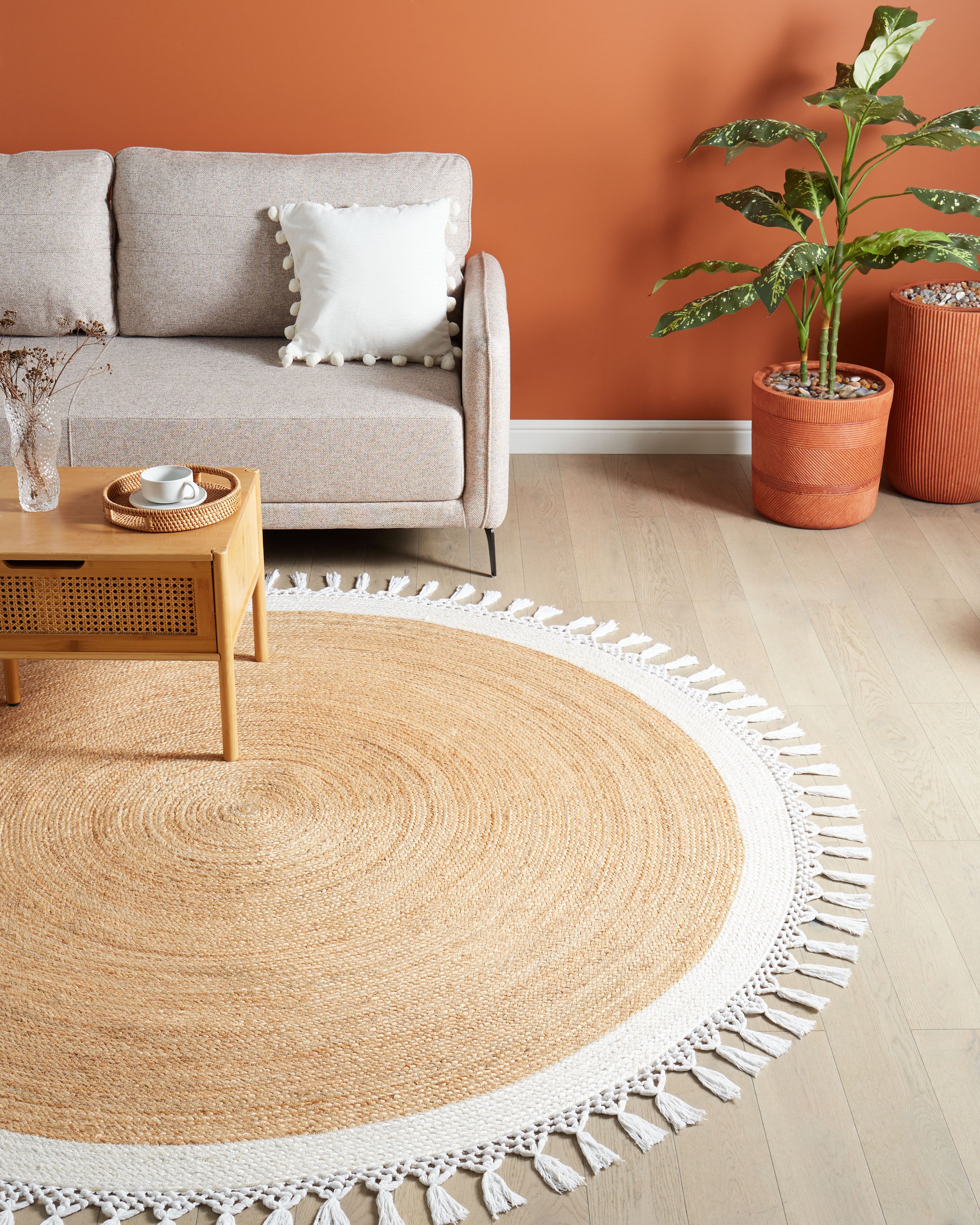 Rug MARTS White ø 200 cm Jute