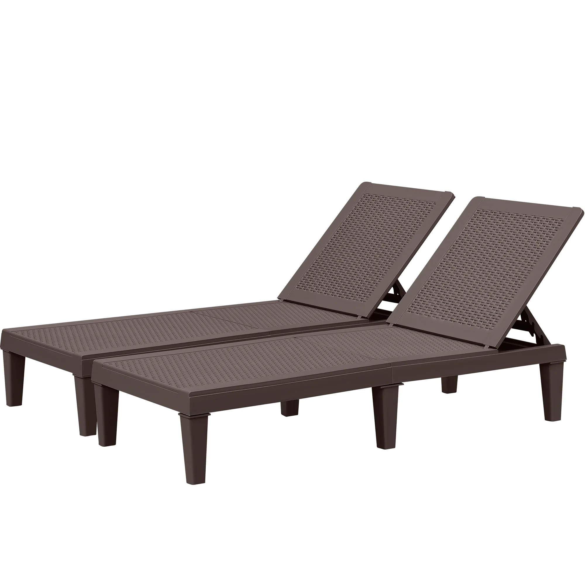 Homall 2 Pieces Patio Lounge Chair Outdoor Adjustable Chaise Lounge Chair, Dark Brown