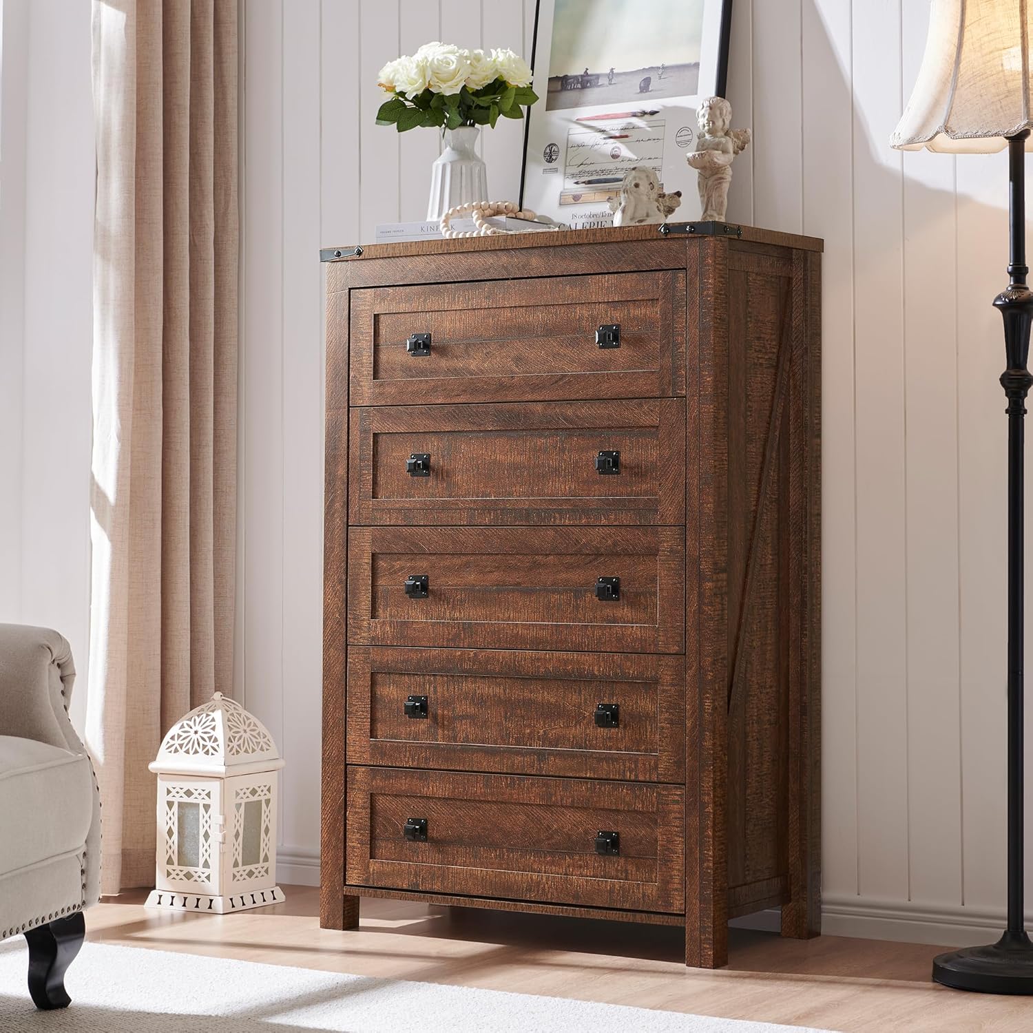RedLemon Farmhouse 5 Drawer Dresser, 48