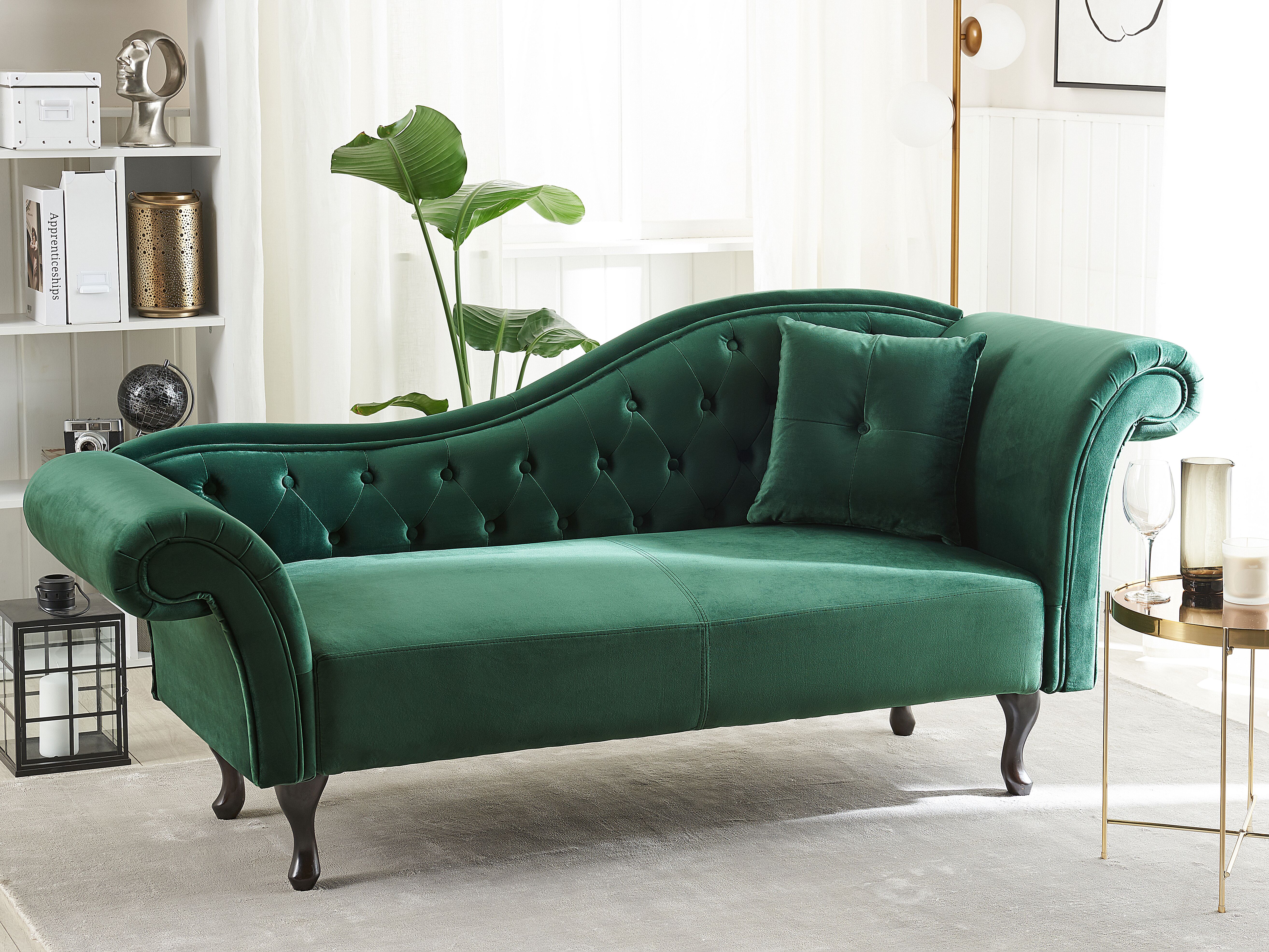 Right-Hand Chaise Lounge LATTES Velvet Dark Green