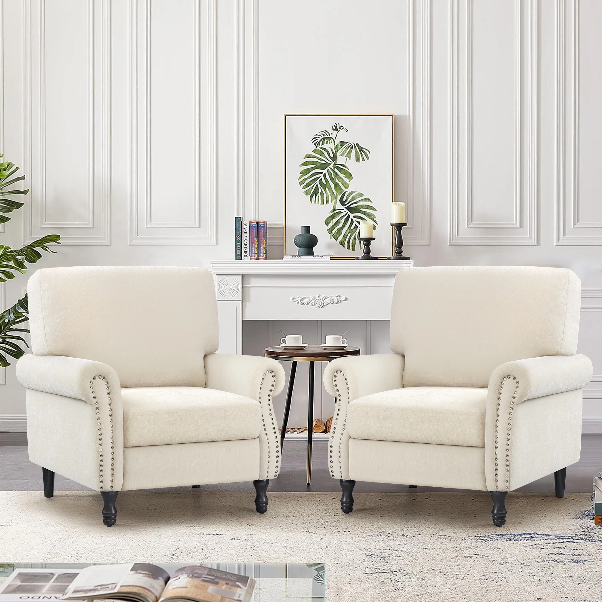COOLHUT Modern Accent Chair Armchair, Linen Fabric Upholstered Comfy Single Sofa with Solid Wood Frame for Living Room, Gray - Image 17
