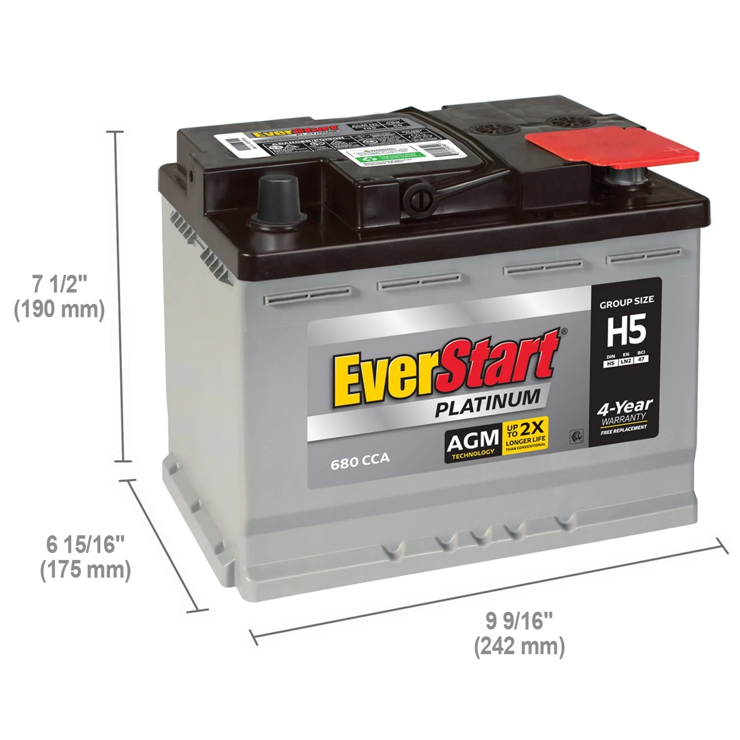 EverStart Platinum BOXED AGM Automotive Battery, Group Size H5 12 Volt, 680 CCA - Image 3