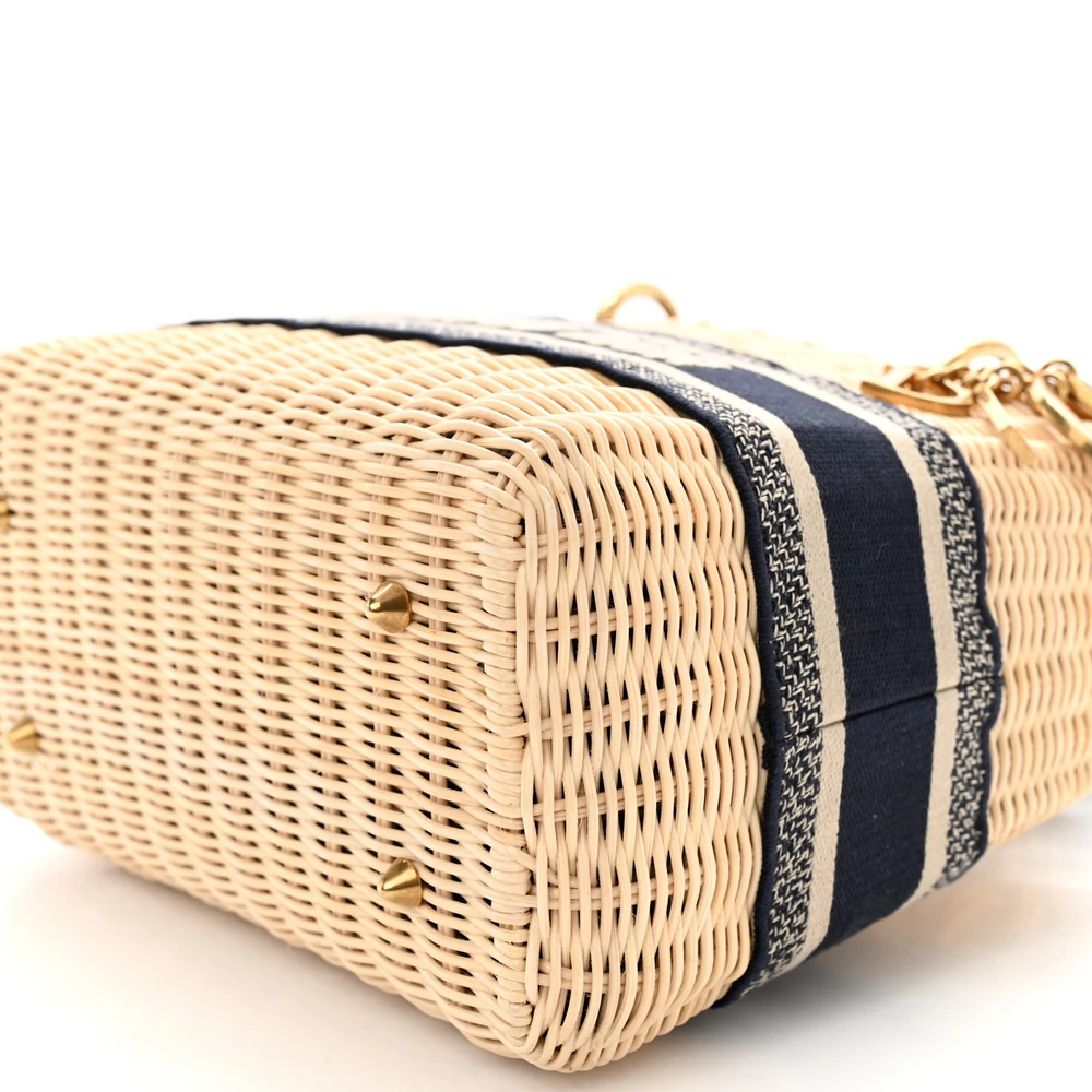 Mirror Quality Replica Lady Dior Wicker Blue Handbag1:1High-quality replica