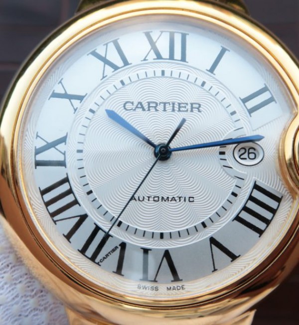 Replica Cartier Ballon Bleu 42mm YG White Dial Leather Strap ETA 2824 - Top club