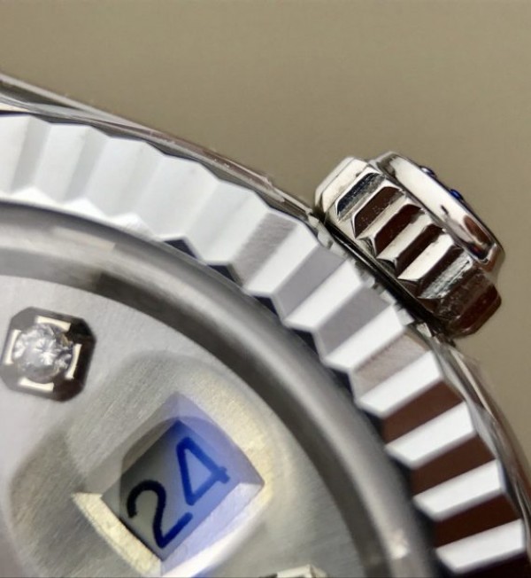 Replica Rolex DateJust 28mm Fluted Bezel White Dial Diamonds Markers Bracelet A2236 - Elite Watch Atelier