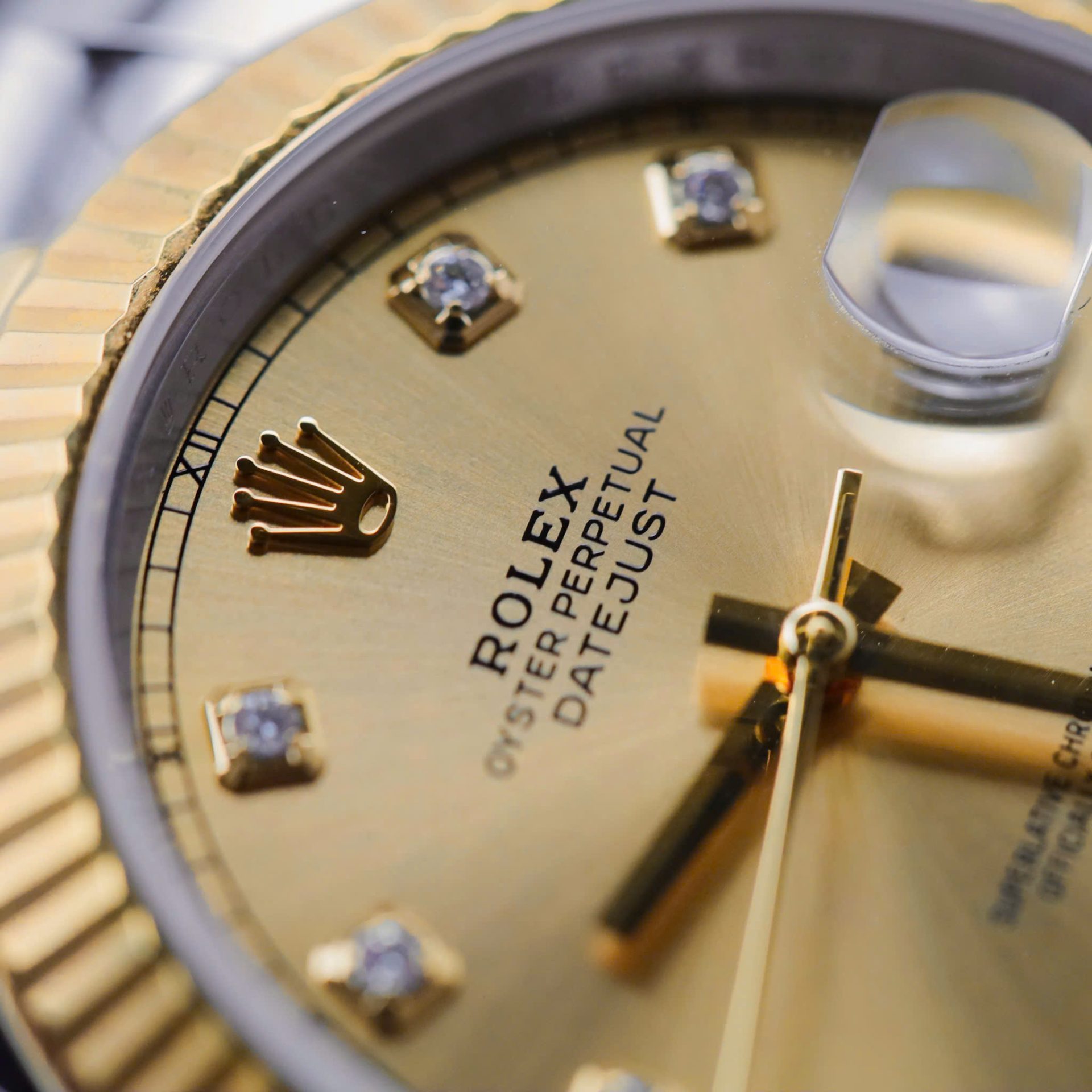 Rolex DateJust Copies Watches Yellow Champagne Dial Moissanite Diamonds Clean Factory 41mm - Elite Watch Atelier