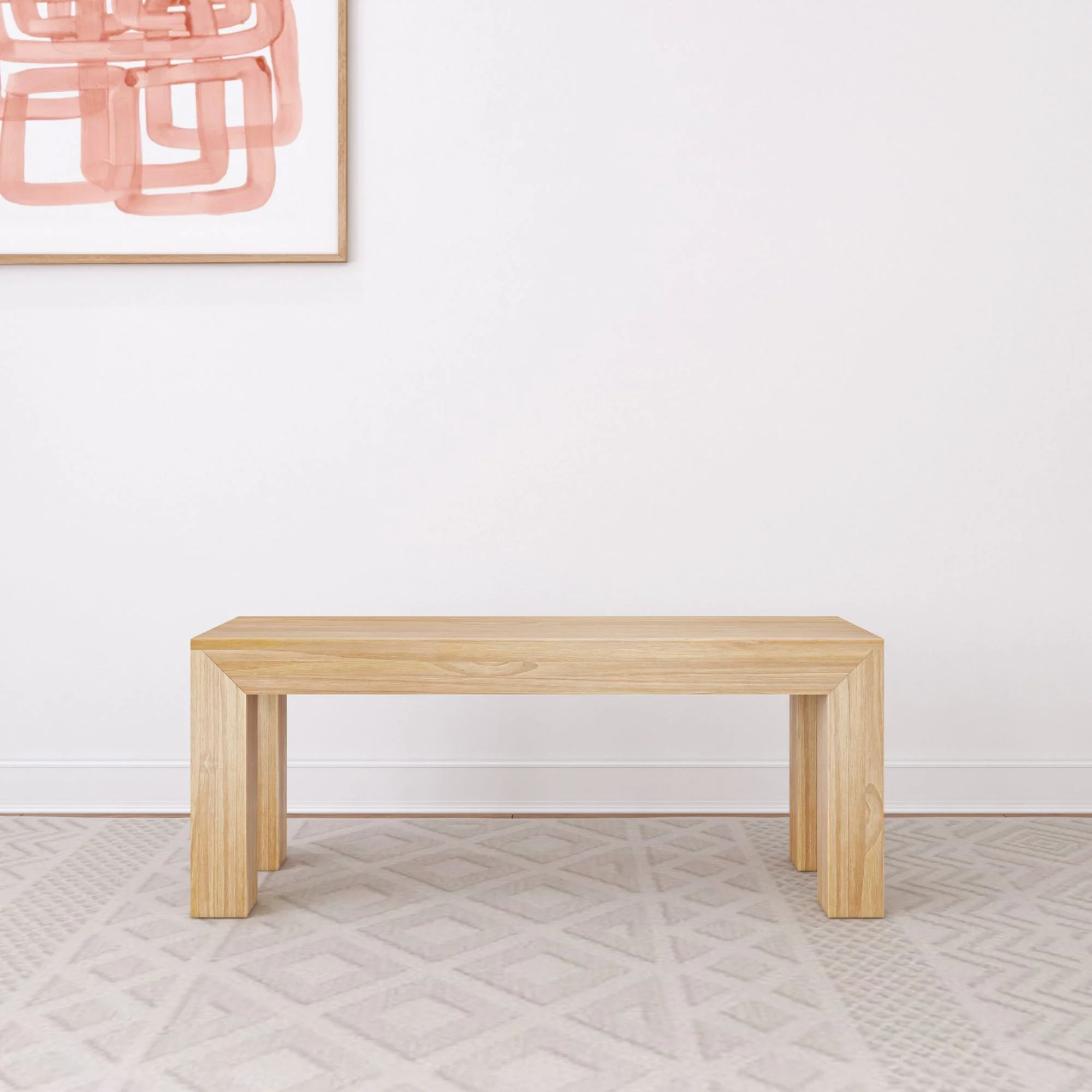 Plank+Beam Modern Dining Bench, Solid Wood Bench for Dining Table, 49