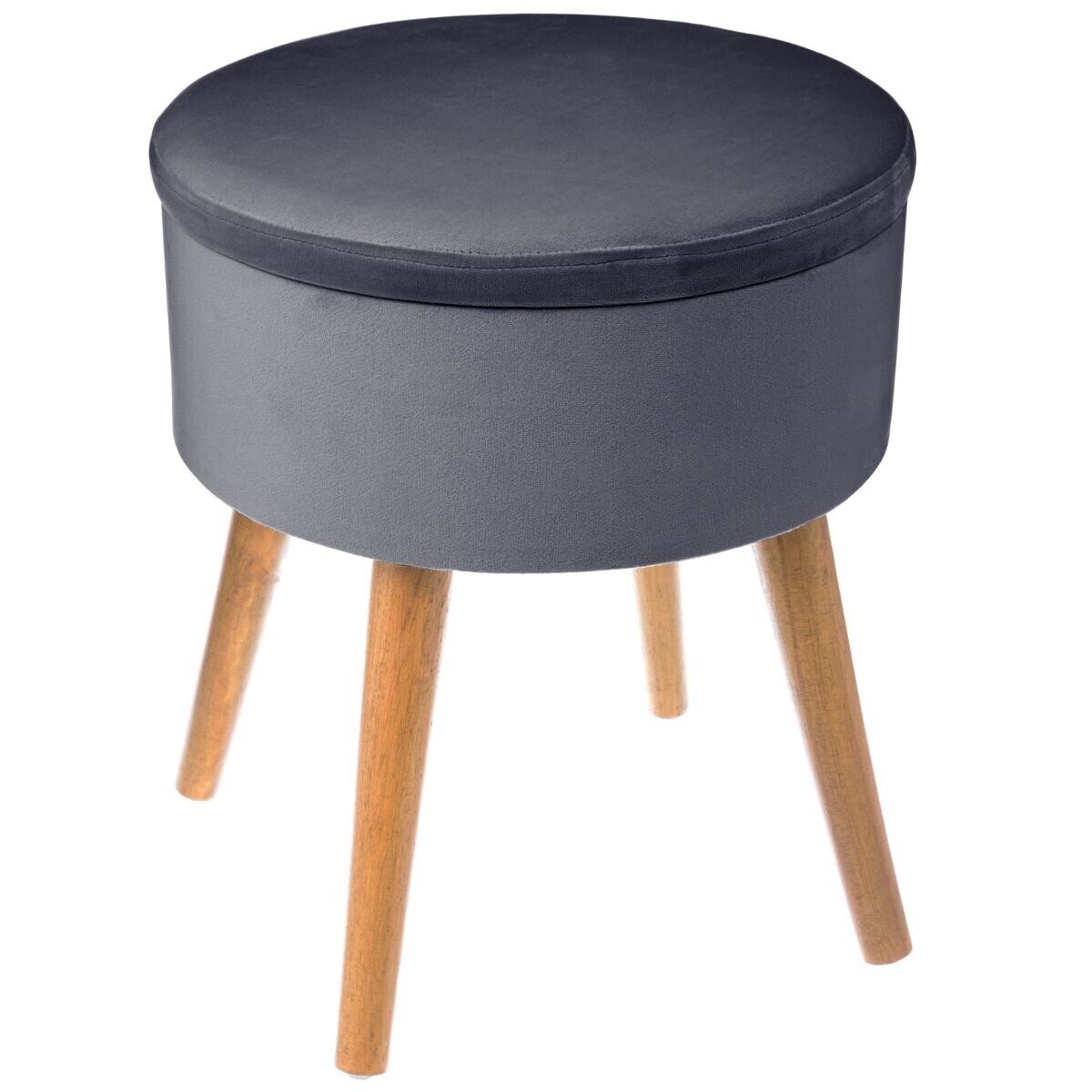 Chest stool "Tess" Velvet, Slate grey