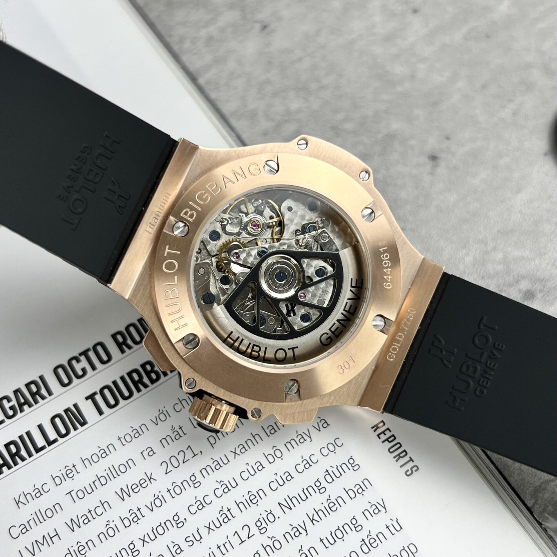 Hublot Fake Watch Big Bang King Gold Black Dial Rubber Strap 44mm - Top club