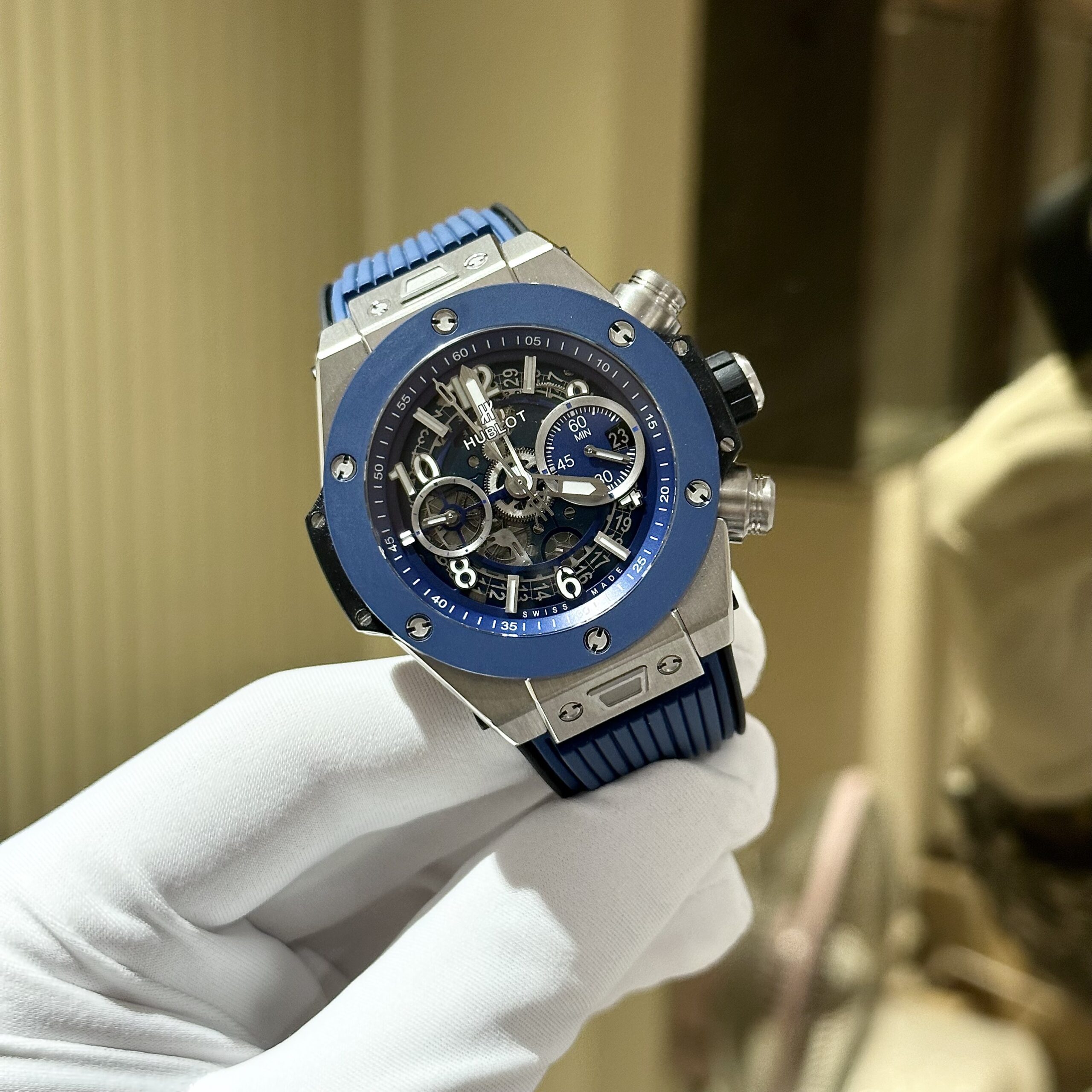 Hublot Replica Watch Big Bang Unico Blue Rubber Strap Factory BBF 44mm - Elite Watch Atelier