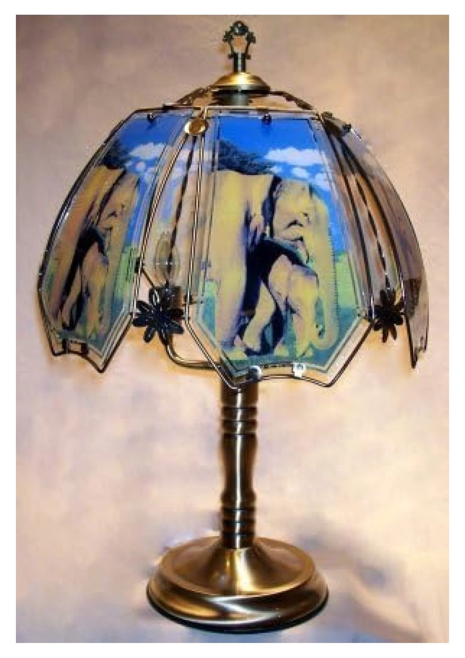 Touch Lamp with 3-Way Touch Control - Table Lamp with Glass Shade - Antique Brass, Brown, or Brass Plated Finish - Includes Bulbs