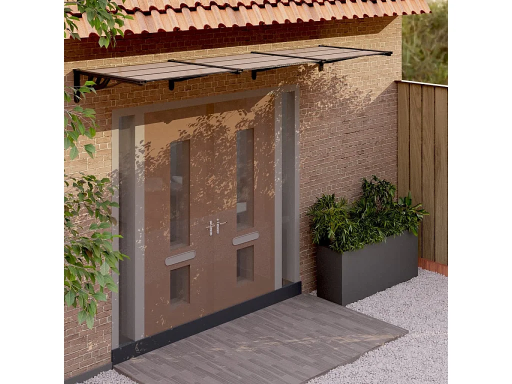 Auvent de porte Noir 358,5x90 cm Polycarbonate FR55862