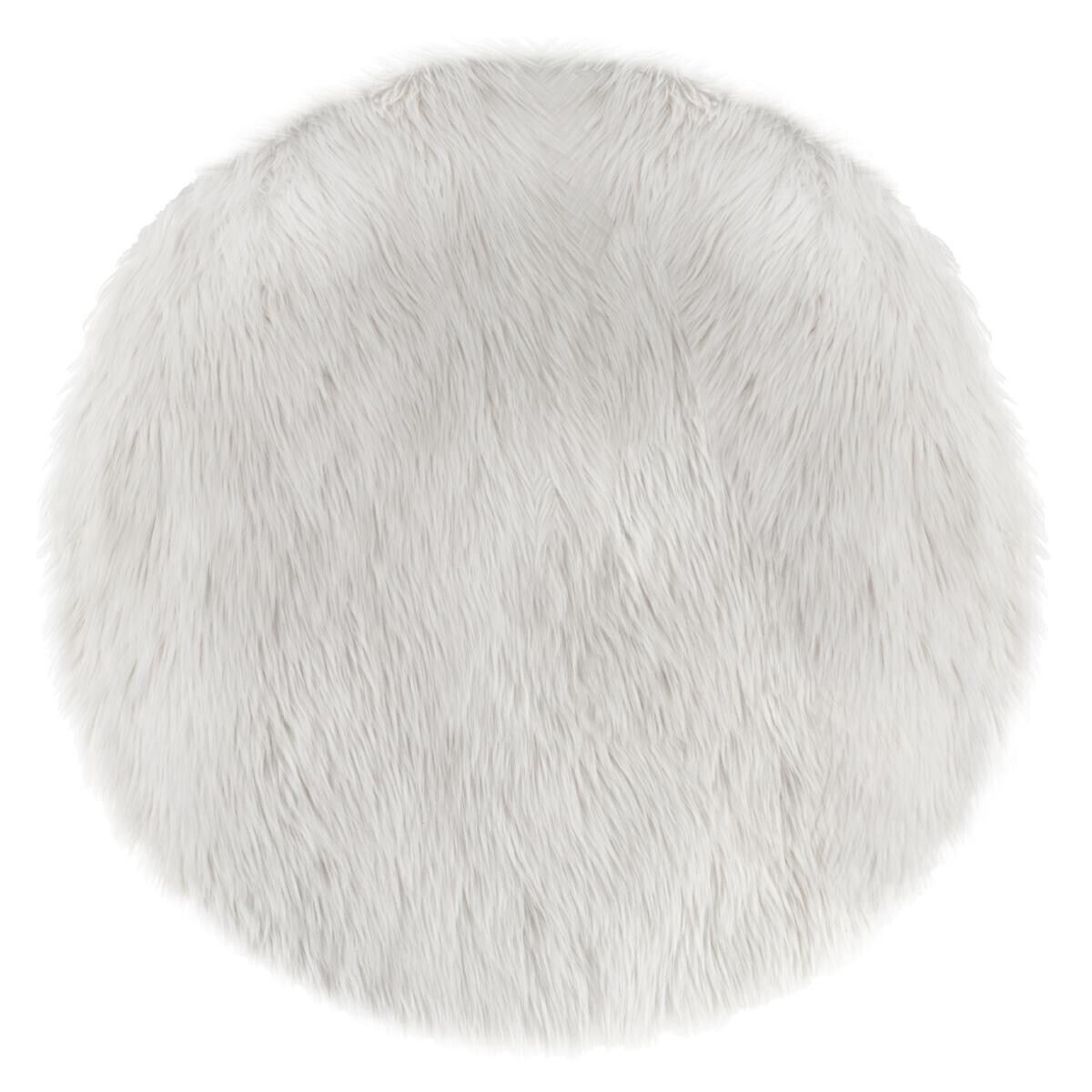 Kids rug, fake fur White, D.90 cm