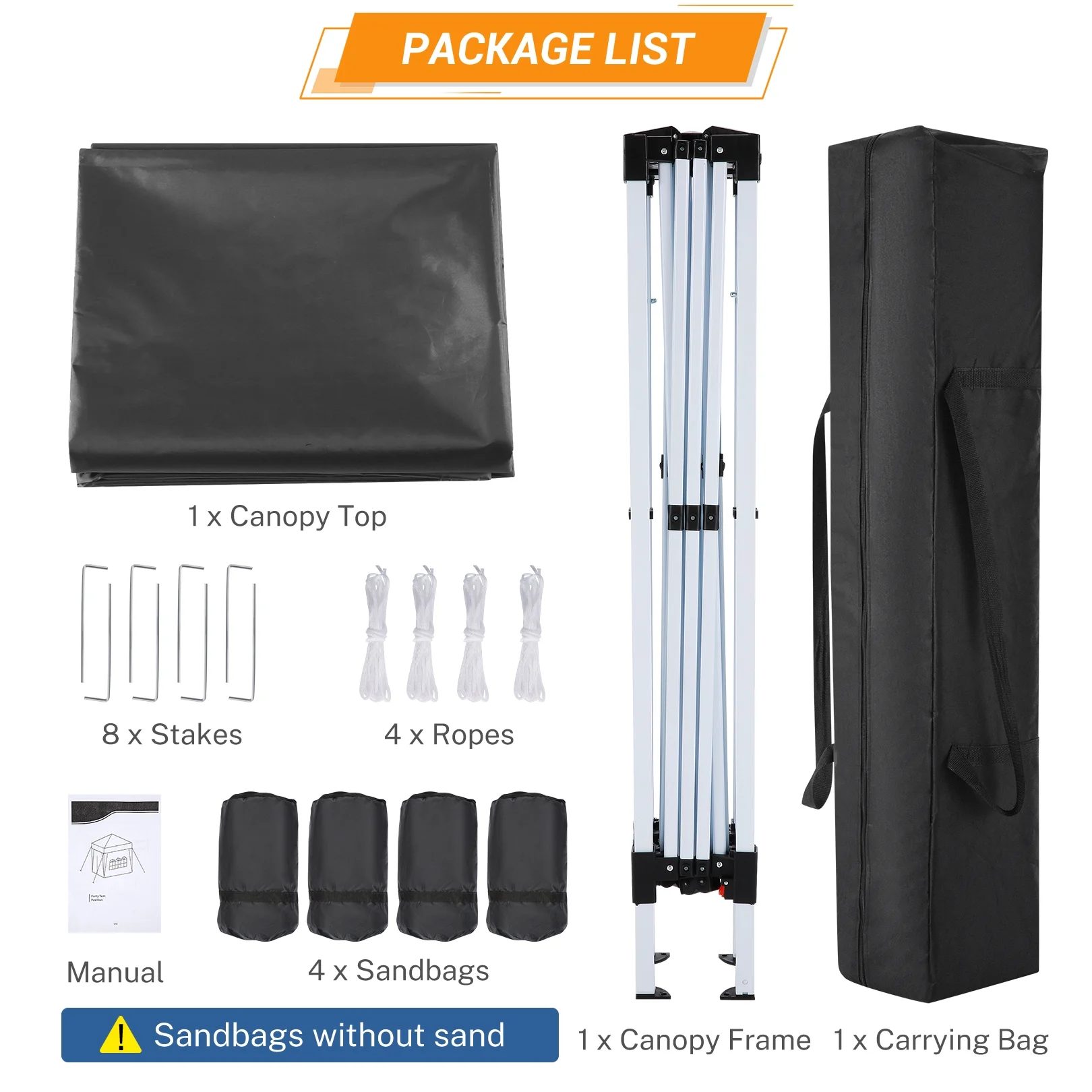 SANOPY 10'x10' EZ Pop Up Canopy Tent Outdoor Party Instant Shelter Portable Folding Beach Canopy with 4 Sandbag & Carrying Bag, Black - Image 8