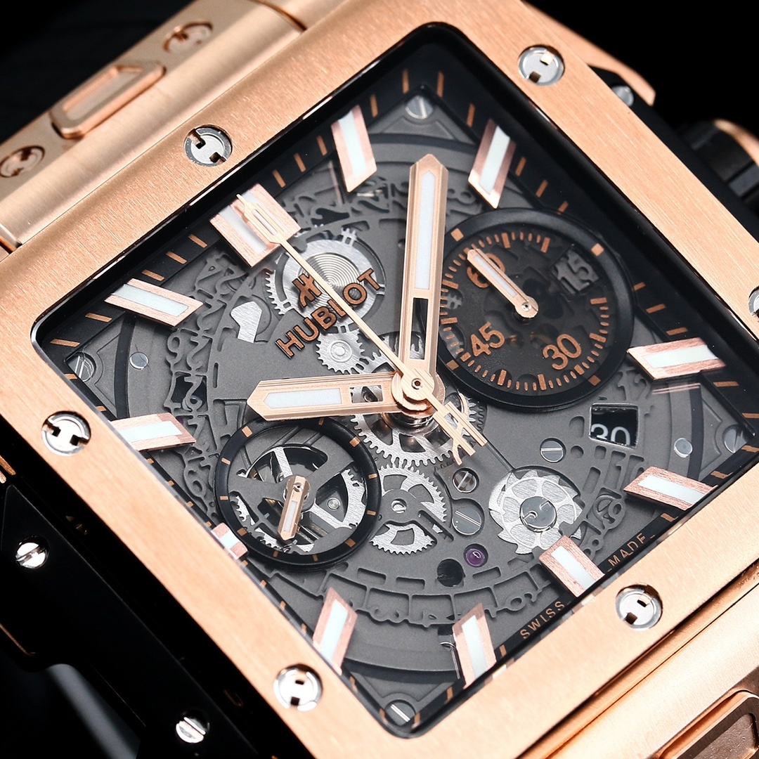 Hublot Big Bang, Square Bang Unico 42mm Textured Rubber Strap(1:1 replica) - Top club
