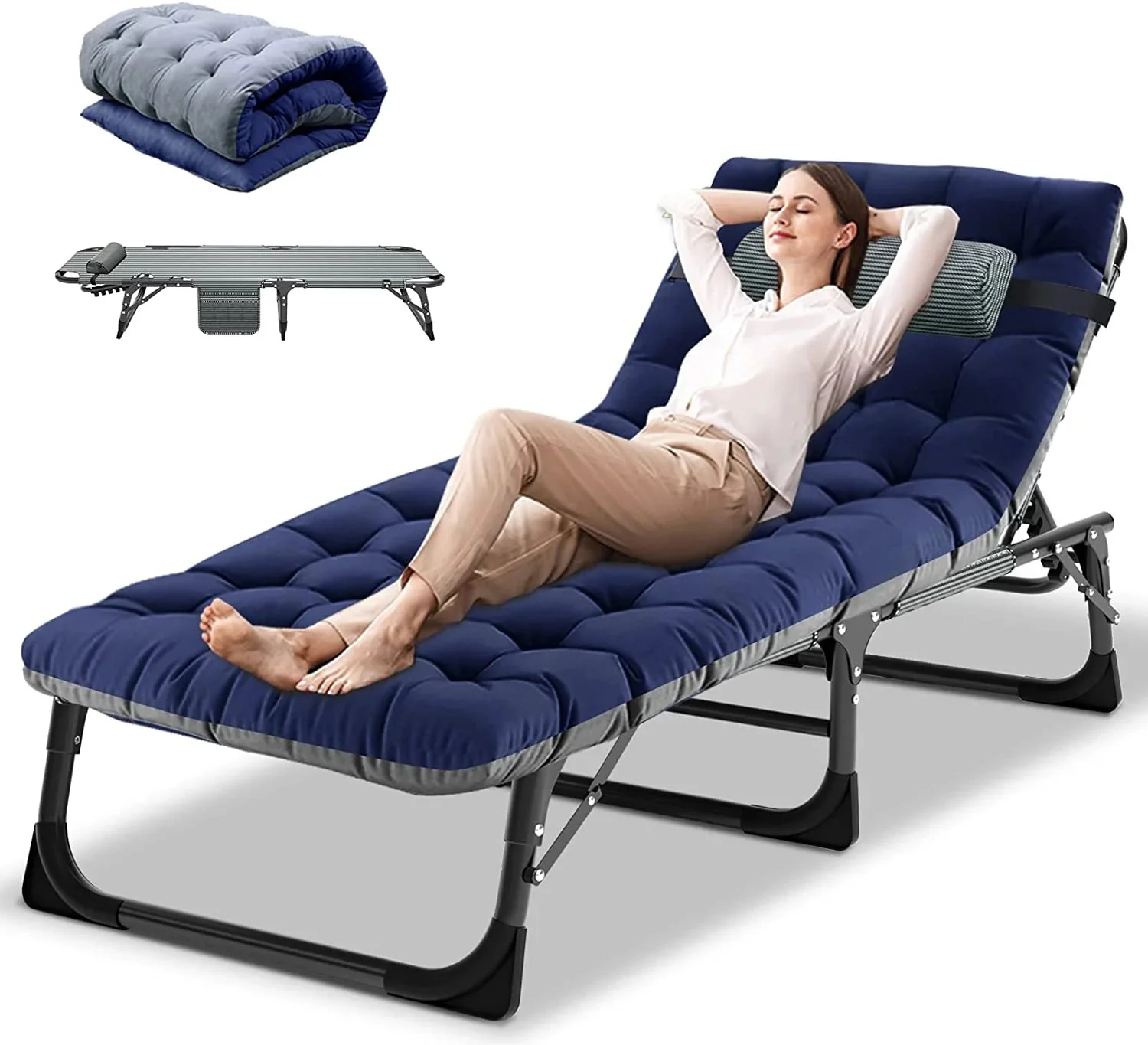 Slsy 5-Position Adjustable Folding Lounge Chair And Cot - 75.2" x 25.6" x 11.8" - Image 55 Slsy 5-Position Adjustable Folding Lounge Chair And Cot - 75.2" x 25.6" x 11.8" - Image 55