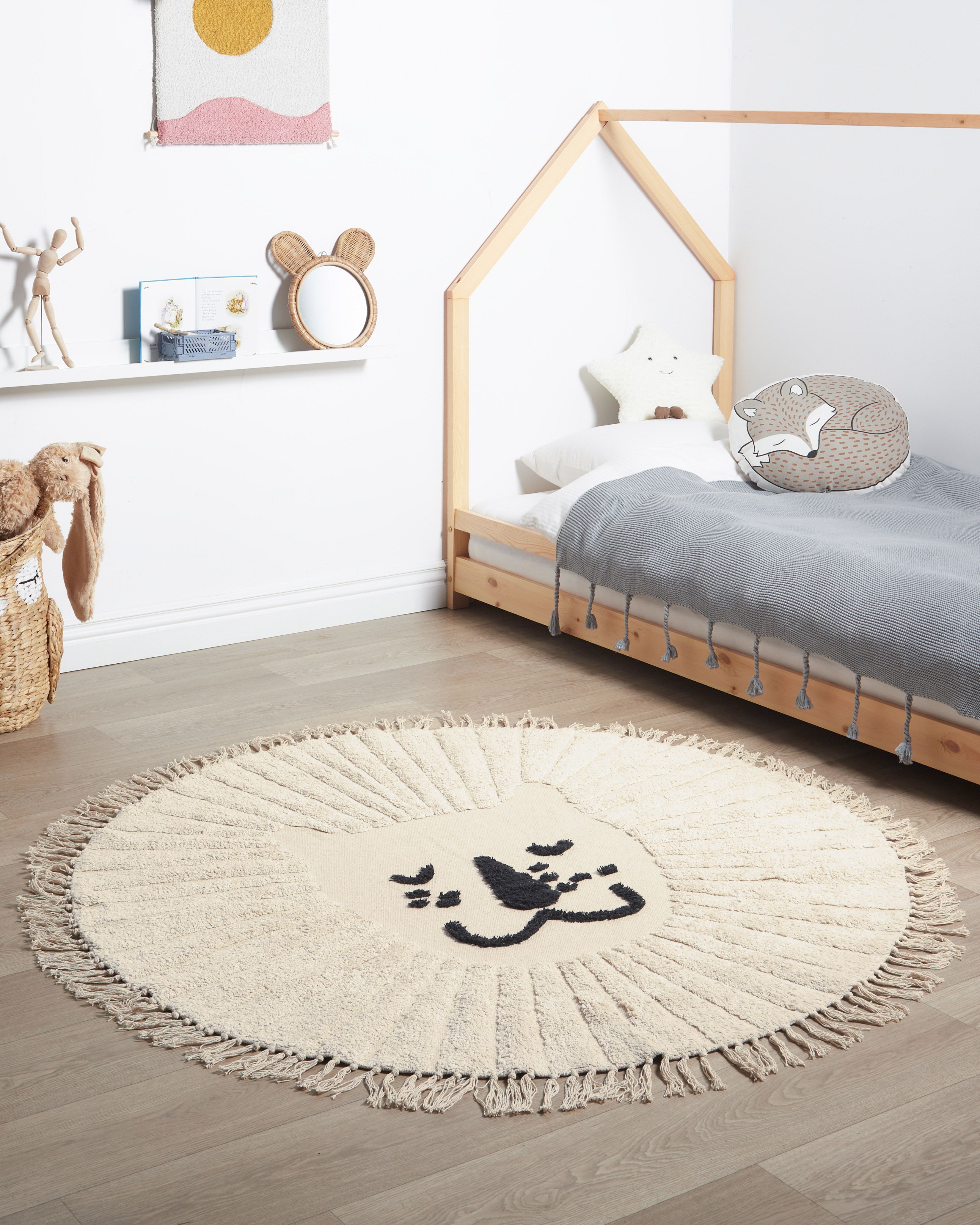 Kids Rug BADHANI Beige ø 140 cm Cotton