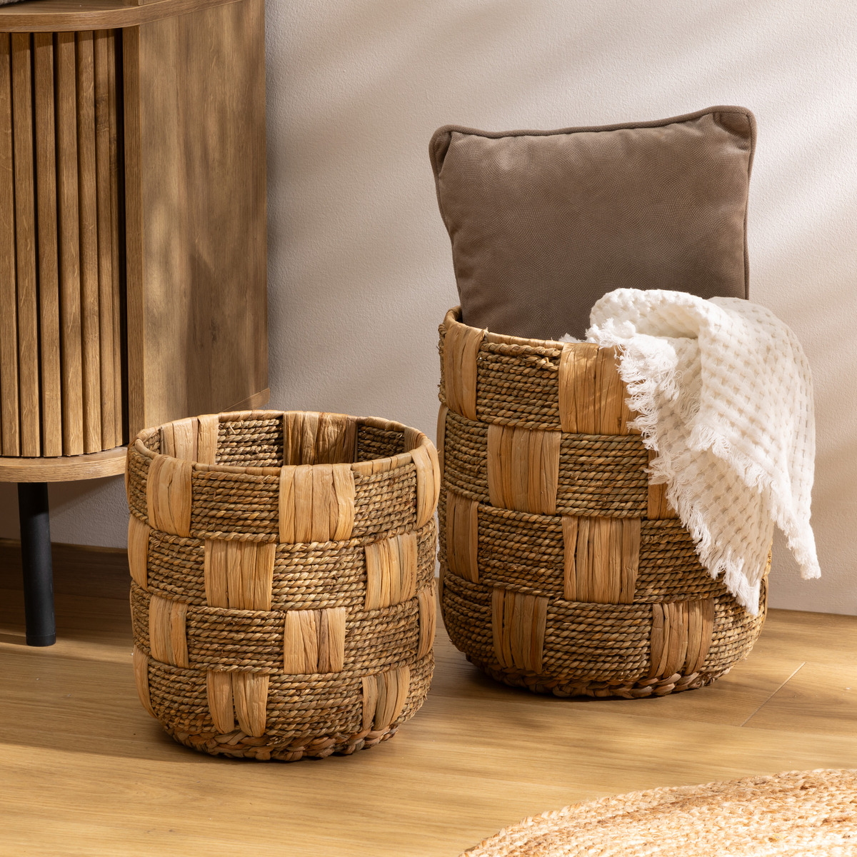 2 baskets "Nadi" Beige, Hyacinth, H.24/30 cm