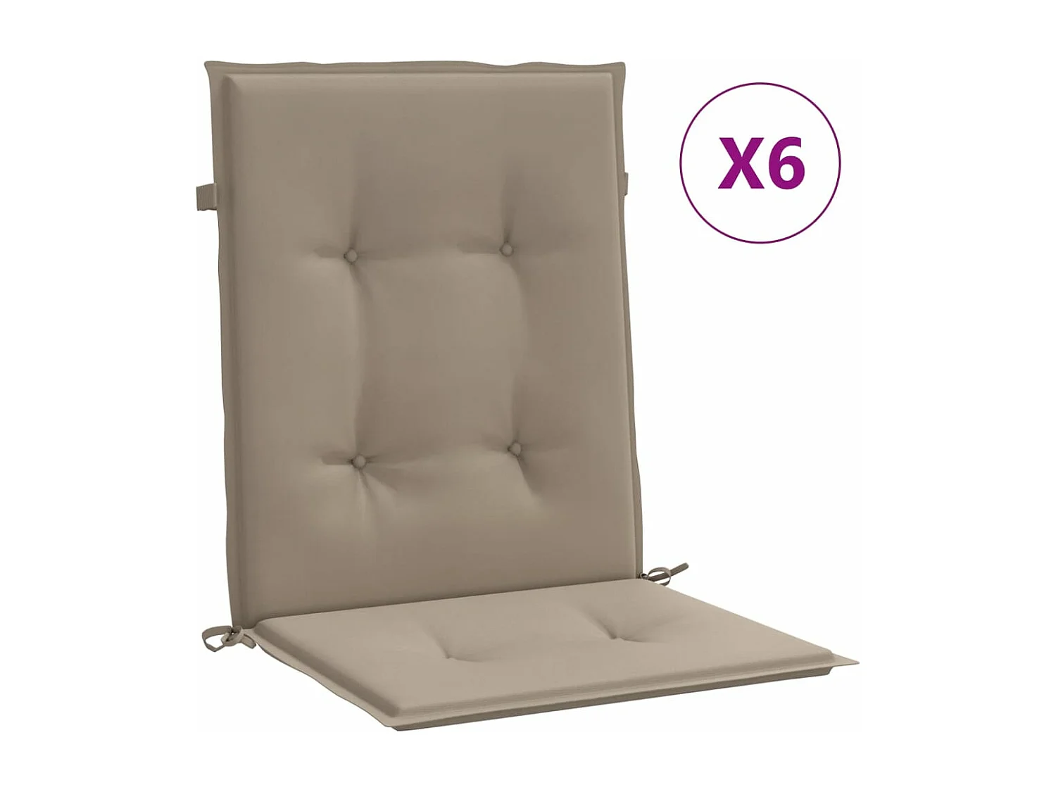 Coussins de chaise de jardin à dossier bas lot de 6 taupe