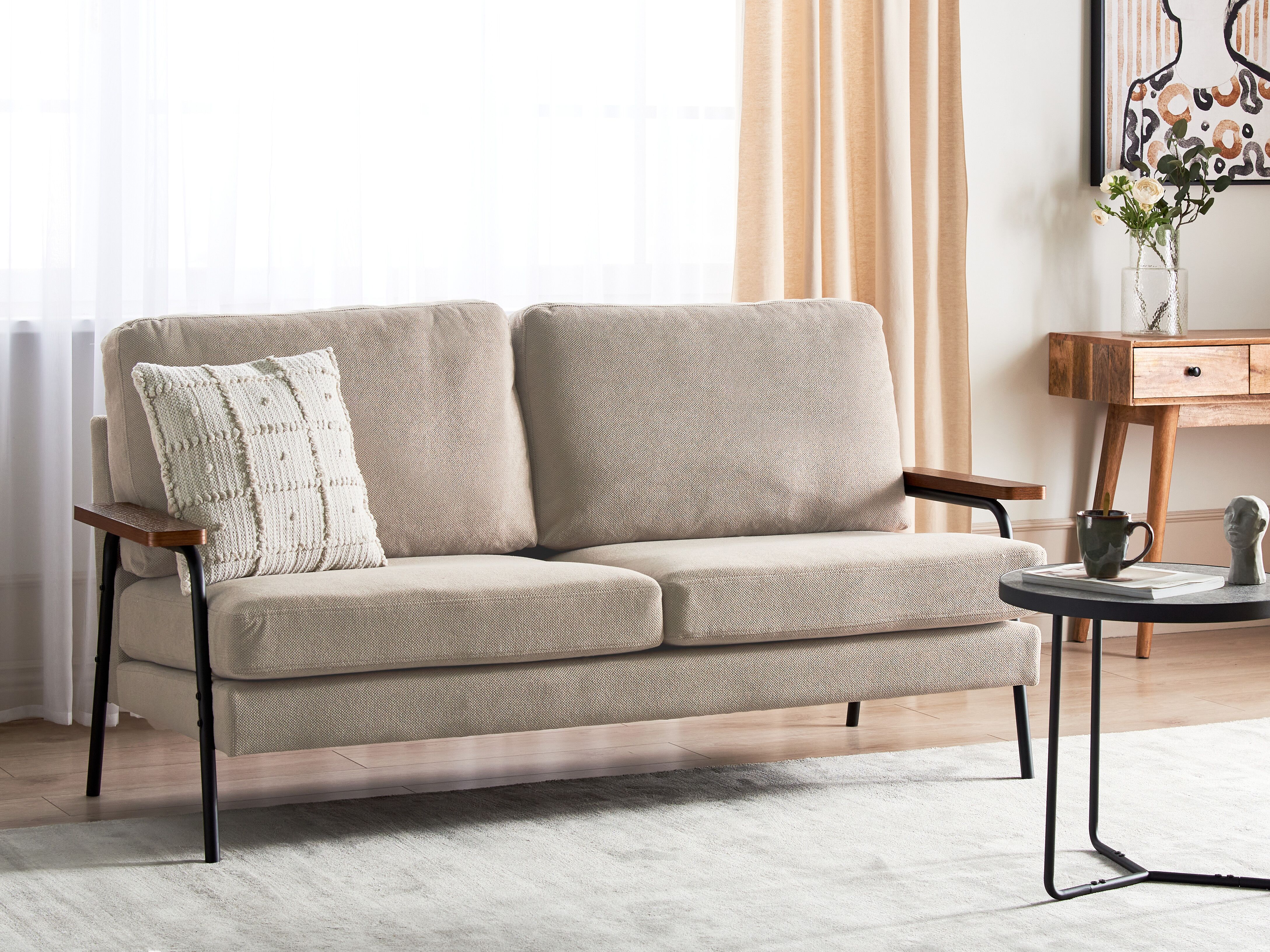 Sofa 3 Seater AKRANES Fabric Taupe