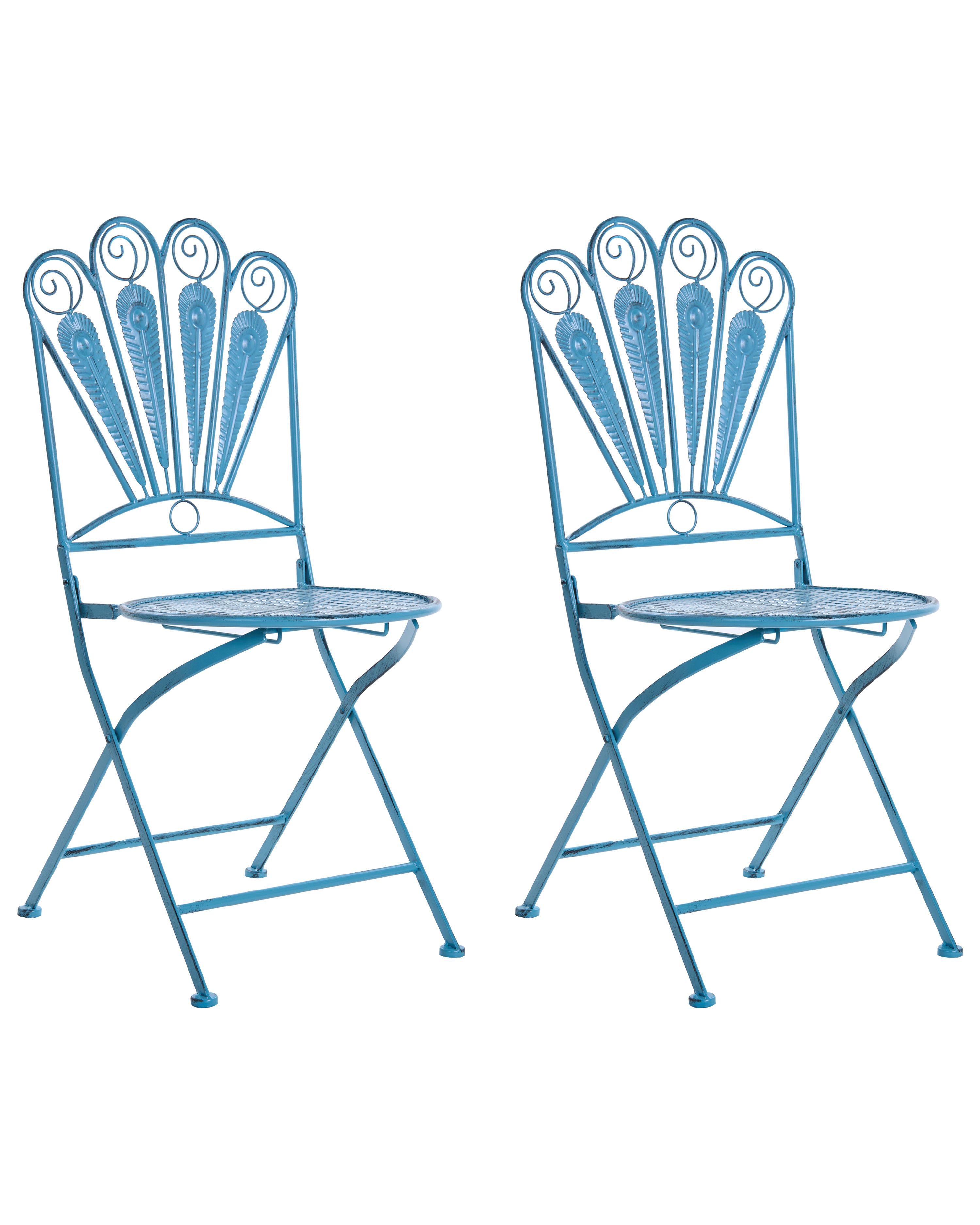 Set of 2 Garden Chairs PAVIA Folding Metal Blue