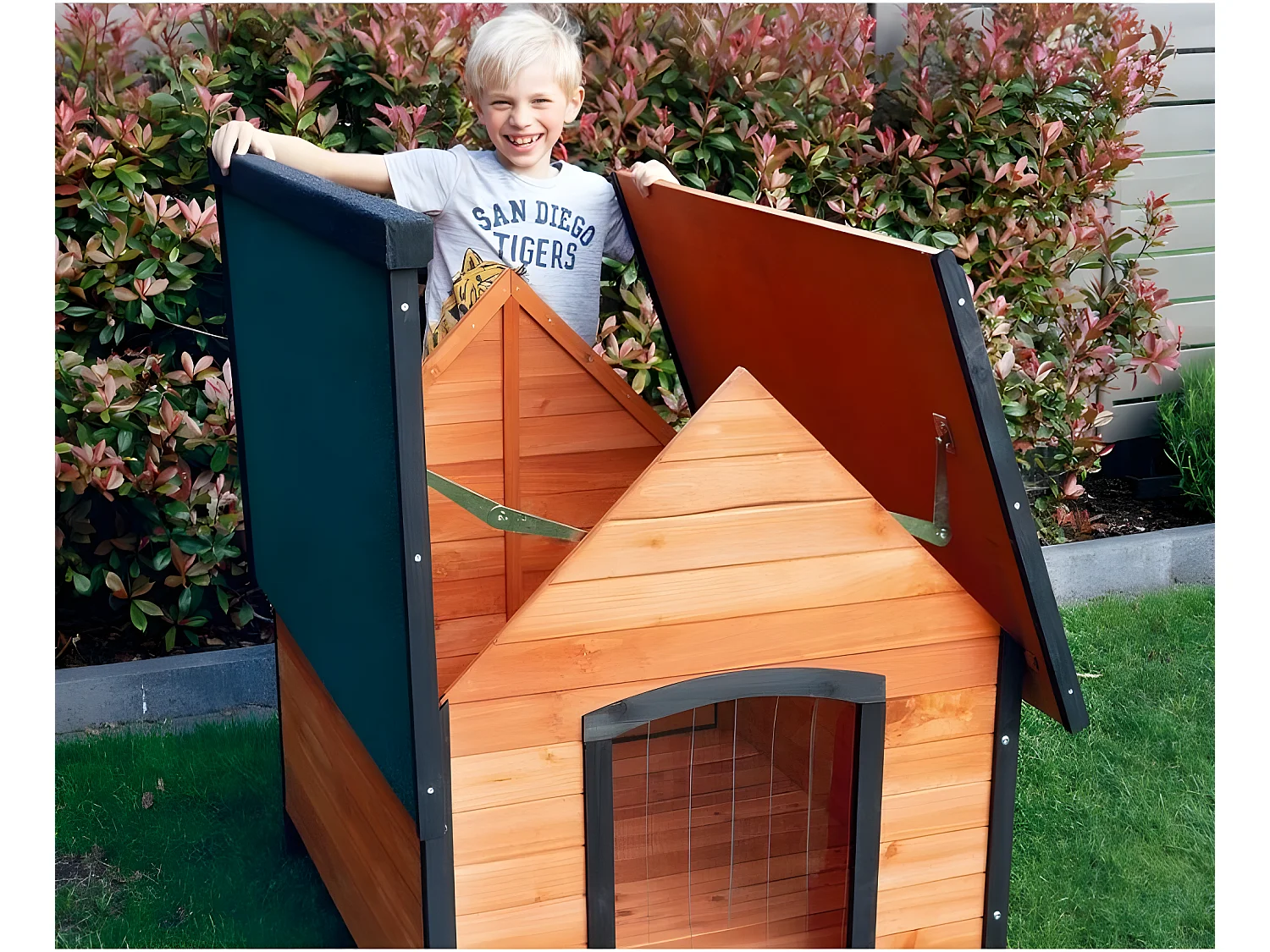 Niche Chien en bois moderne de haute qualité Luna Taille L 99 x 87 x 82,5cm