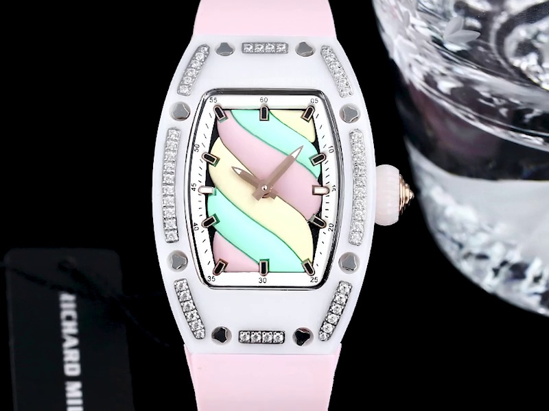 Swiss Replica Richard Mille RM 07-01 Bonbon Collection Pink Marshmallow – Diamond Ceramic Case, Ladies Luxury Watch - Elite Watch Atelier