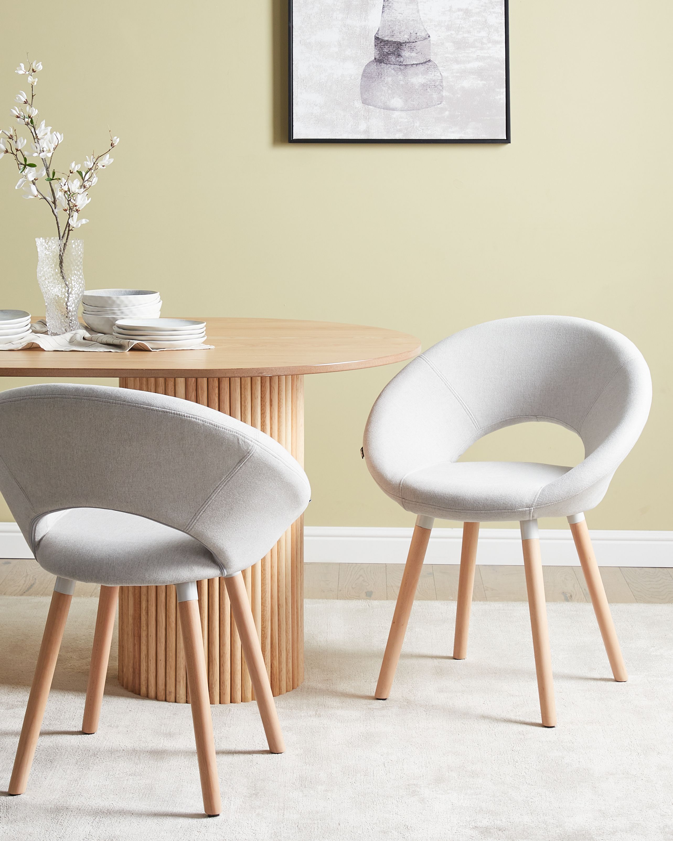 Set of 2 Dining Chairs ROSLYN Fabric Light Grey