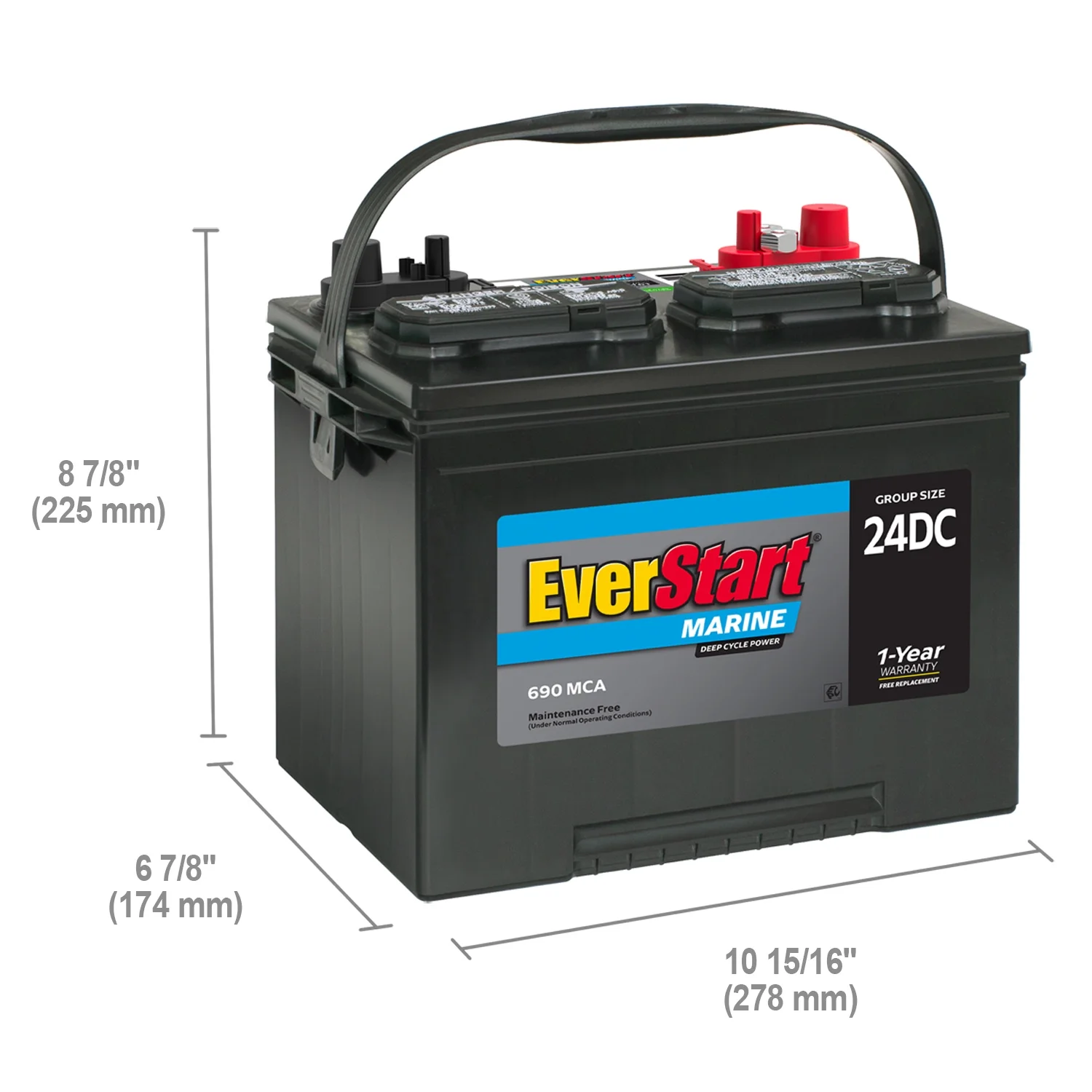 EverStart Lead Acid Marine & RV Deep Cycle Battery, Group Size 24DC 12 Volt, 690 MCA* - Image 10