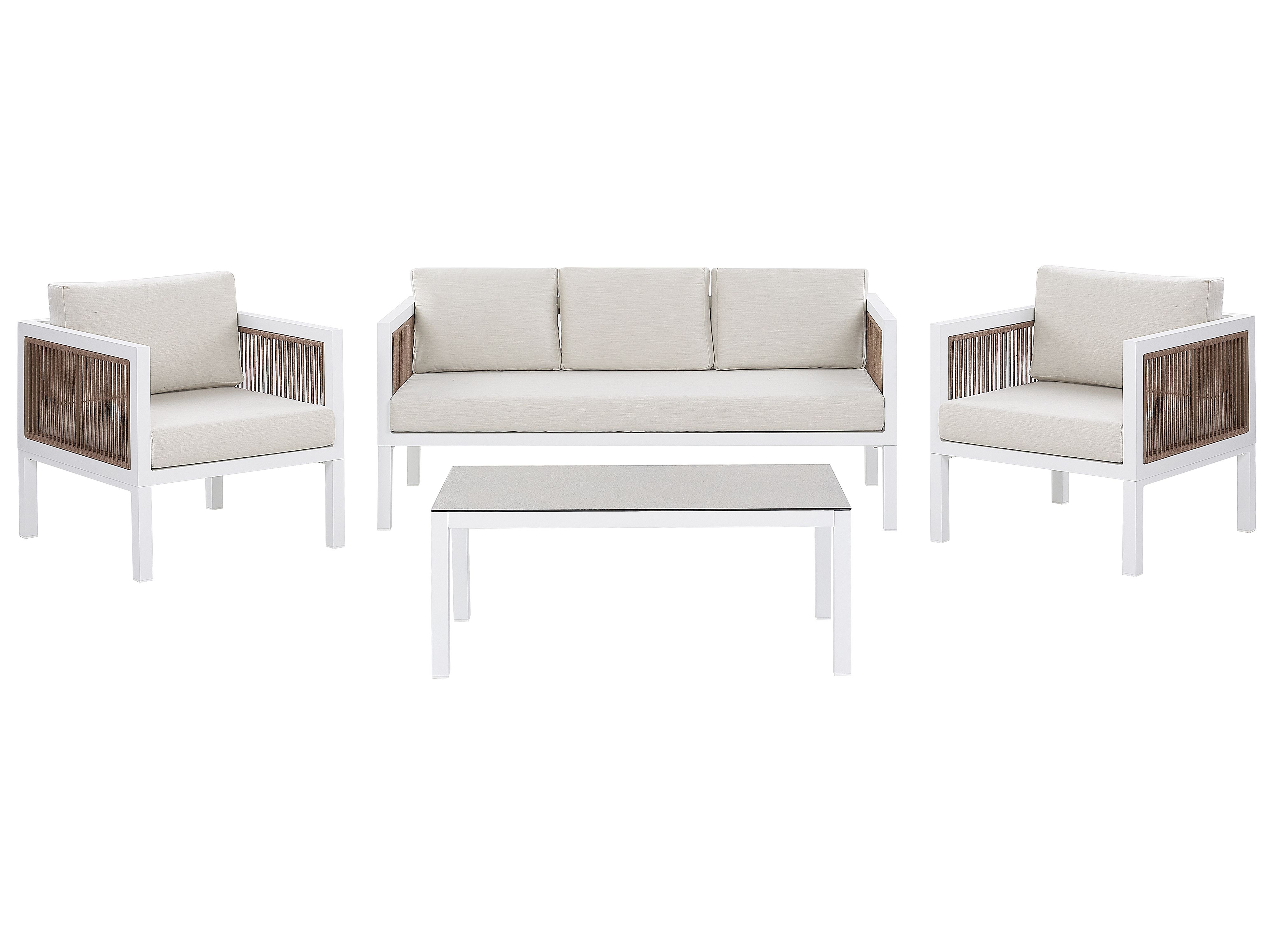 Garden Lounge Set with Table 5 Seater BORELLO Metal White