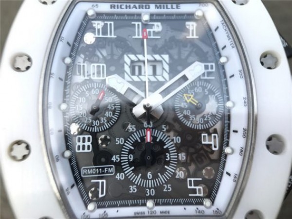 Replica Richard Mille RM011 White Ceramic Felipe Massa White Inner Bezel White Rubber Strap A7750 - Top club