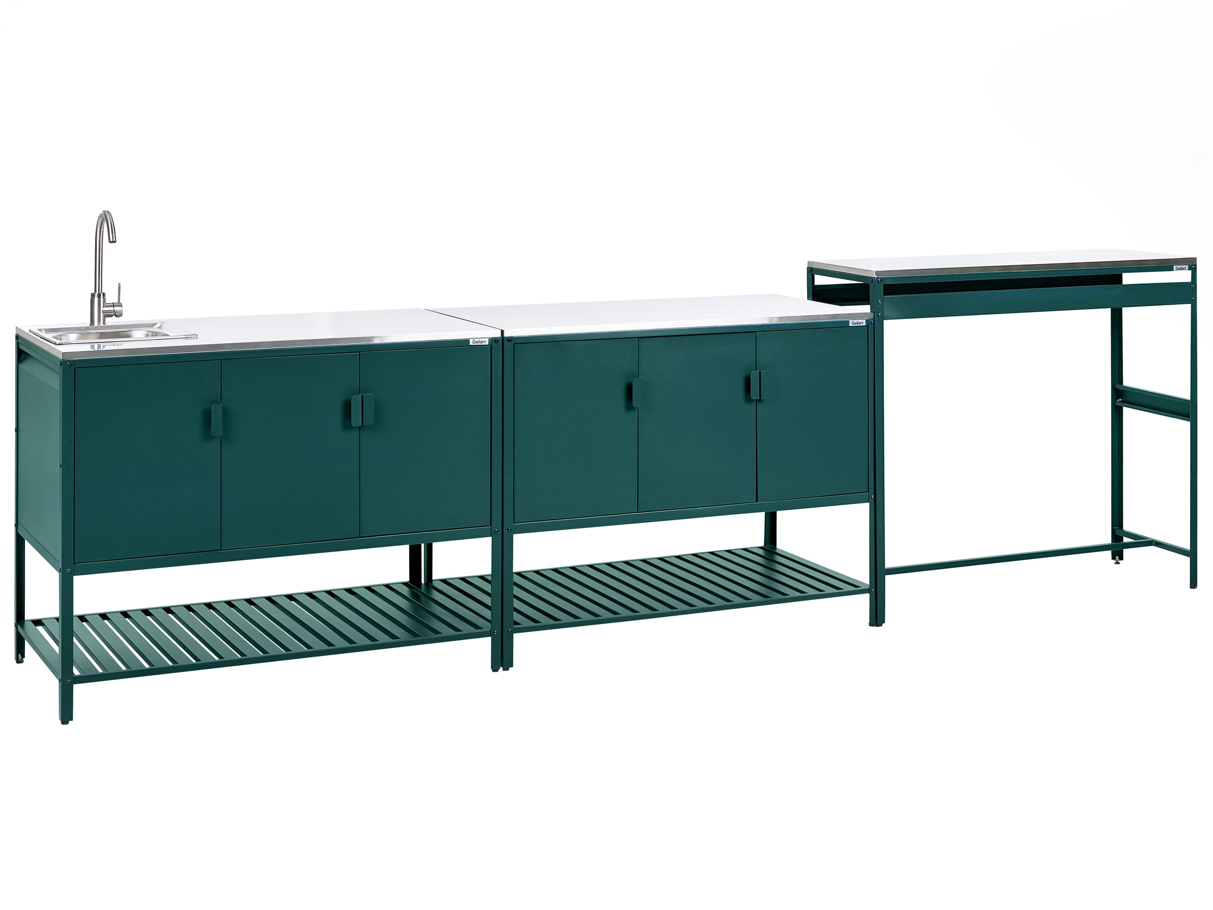 3 Piece Outdoor Kitchen Set with Sink MAENZA Metal Green