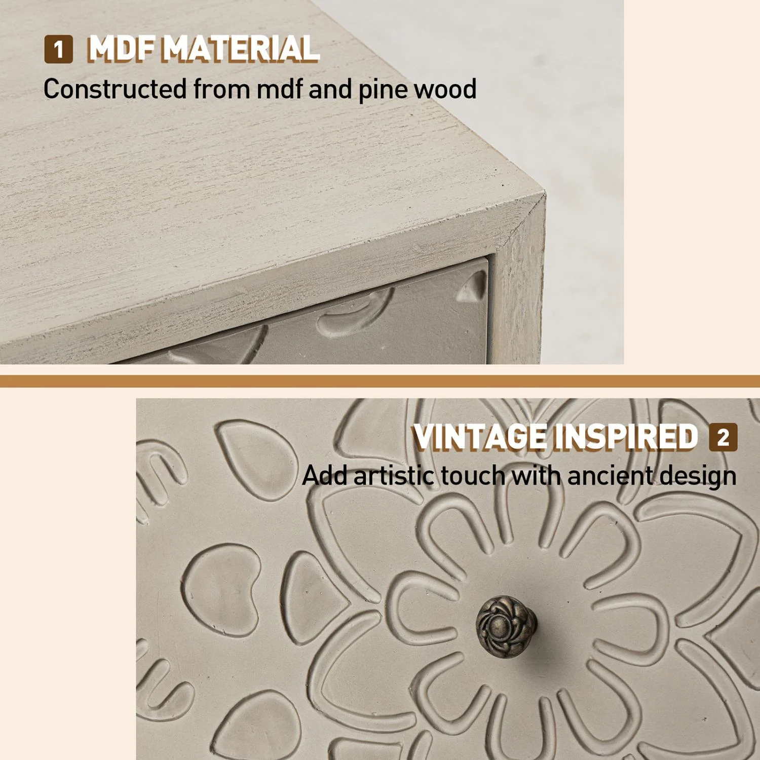 FOROUTIA Wooden Nightstand with 2 Drawers,Vintage MDF Bedside Tables with Storage - Image 24