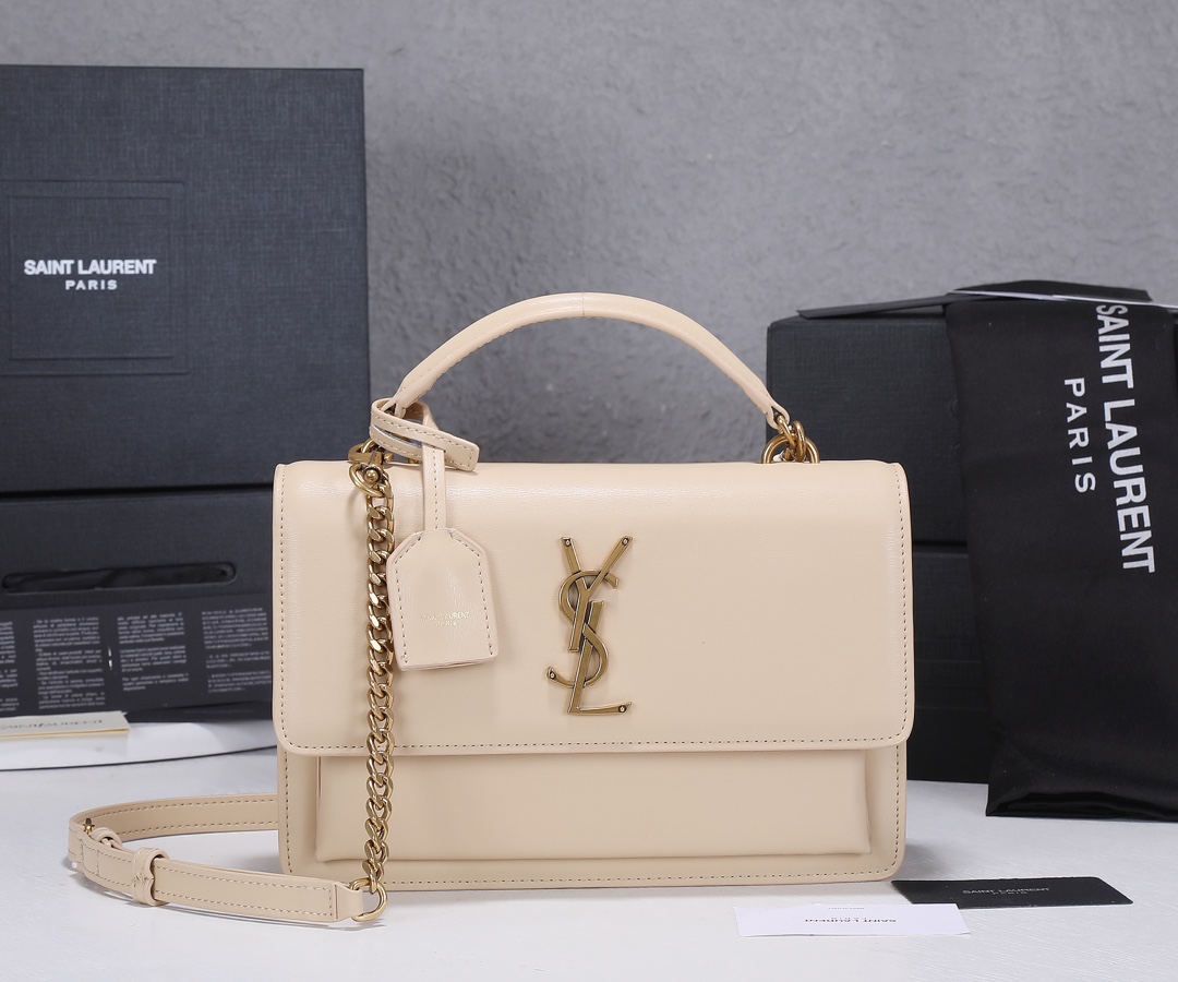 Replica Ysl Sunset Medium Top Handle Bag- Black/Beige1:1High-quality replica