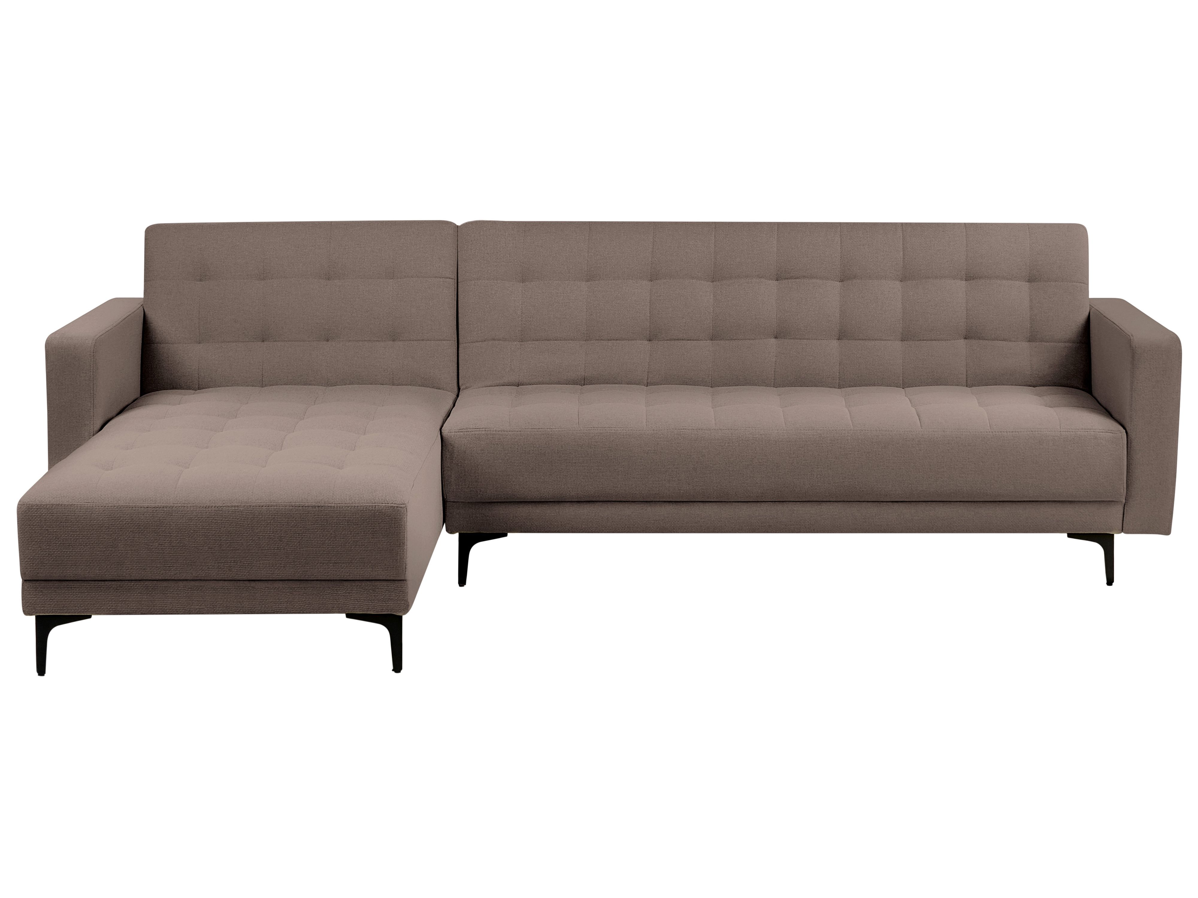 Modular Corner Sofa Bed 4 Seater ABERDEEN Fabric Taupe Right Hand
