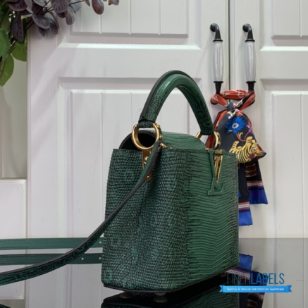 Emerald Green Lizard Embossed Mini Top Handle Handbag1:1High-quality replica