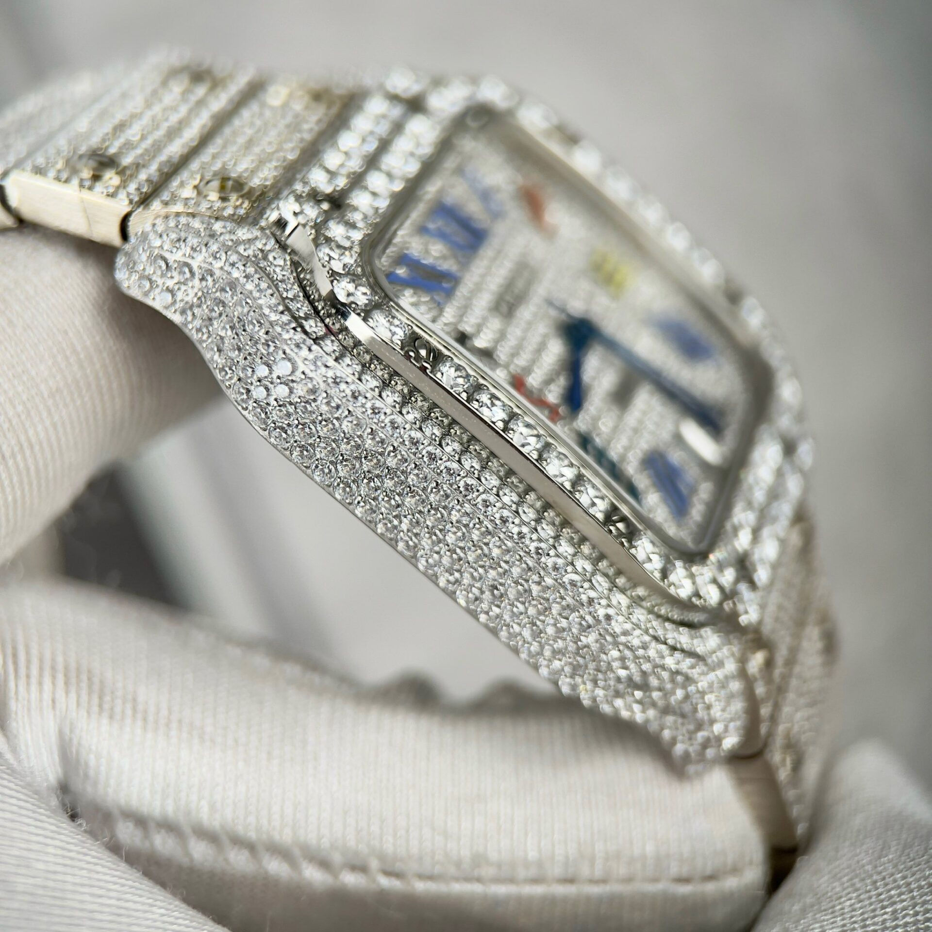 Cartier Santos Best Replica Watch With Full Stone 39.8mm - Top club