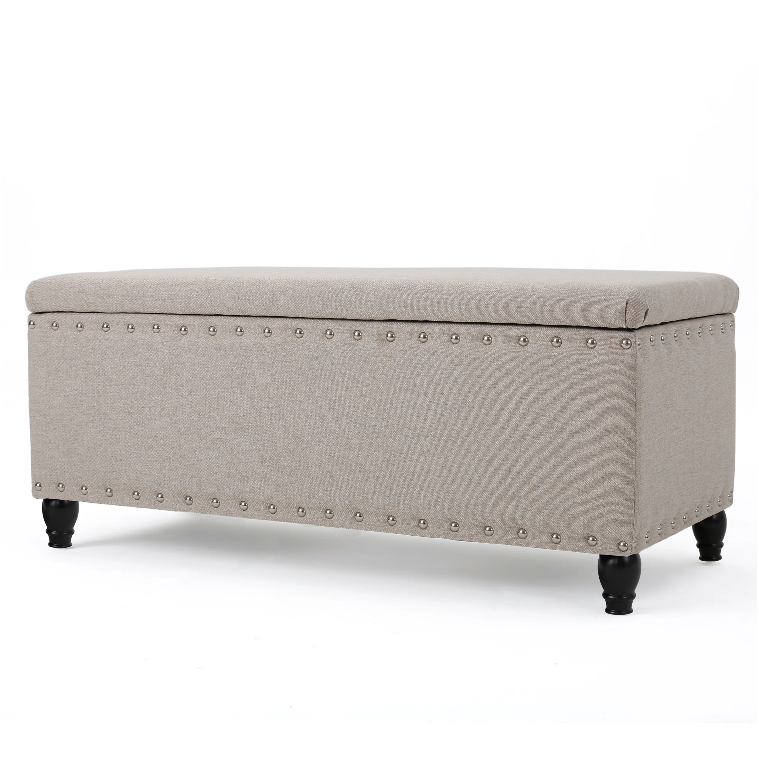 Noble House Hampton Contemporary Fabric Upholstered Storage Ottoman, White and Blue Floral - Image 94
