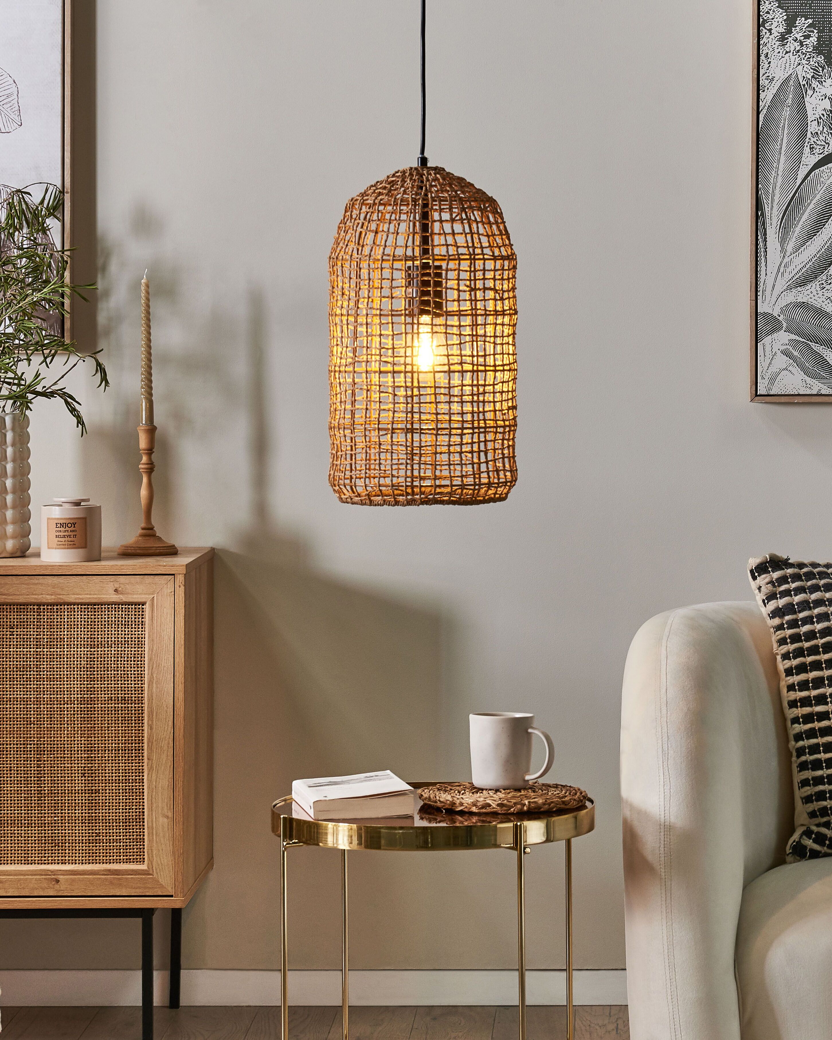 Pendant Lamp LUCITE Paper Rope Natural
