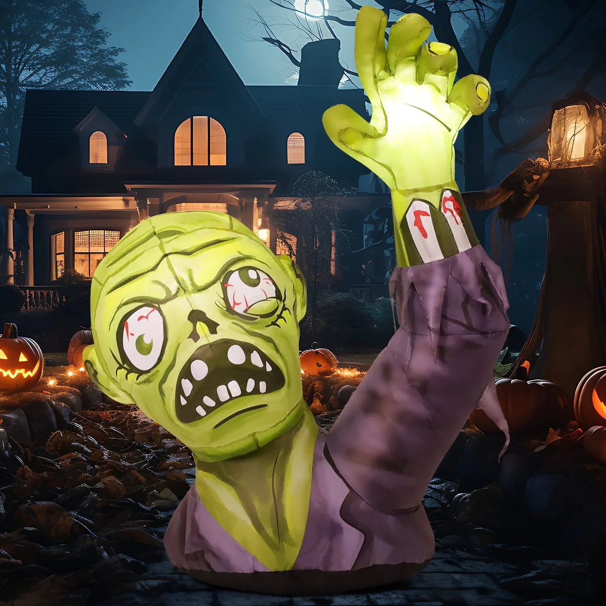 GOOSH Halloween Inflatable 5 FT Zombie Inflatable Shaking Hands, Zombie Inflatable Halloween Decorations Scary Halloween Blow Ups with LED Lights, Halloween Inflatables for Holiday/Party - Image 2 GOOSH Halloween Inflatable 5 FT Zombie Inflatable Shaking Hands, Zombie Inflatable Halloween Decorations Scary Halloween Blow Ups with LED Lights, Halloween Inflatables for Holiday/Party - Image 2